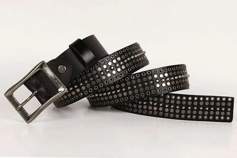 image of Vintage Metal Rivet Punk Belt in Black, Men's
