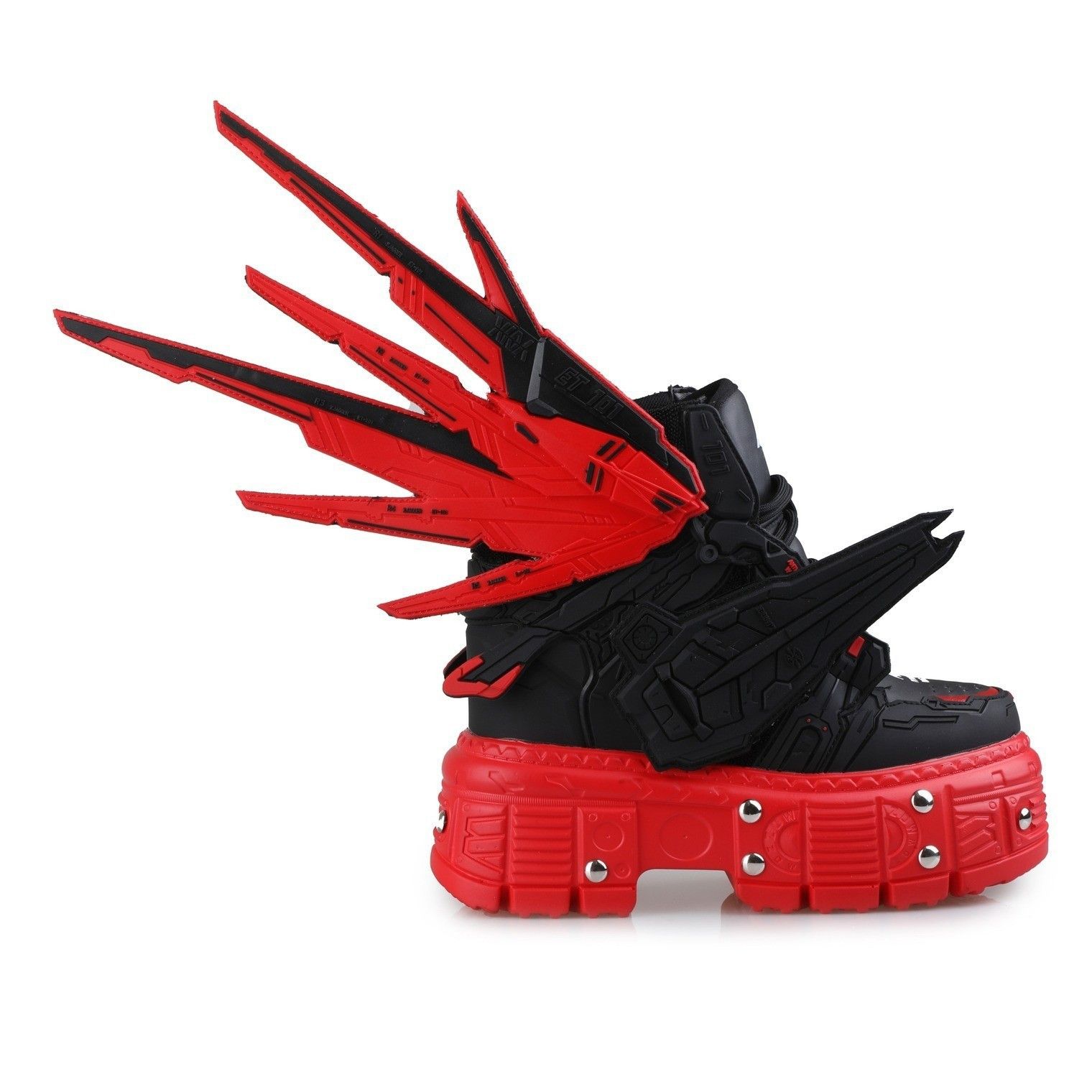 Other Wang M07 Blackened Red Hidden Wedge Women's Combat Mech Mode Size US 10 / IT 40 - 7 Thumbnail