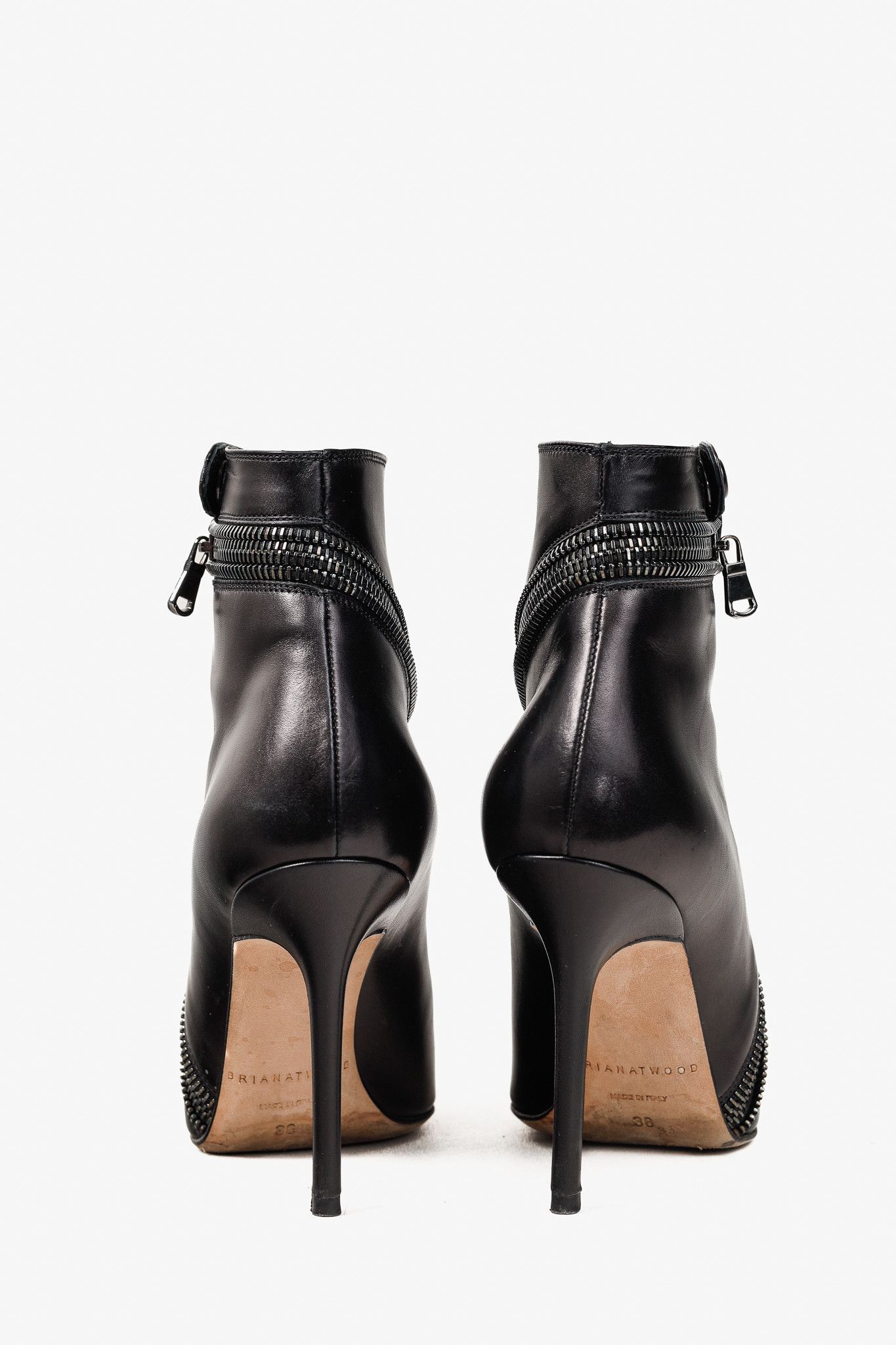 Brian Atwood Brian Atwood Nebula Tumbled Nubuck Zip Pointed-Toe Booties Size US 5.5 / IT 35.5 - 3 Thumbnail