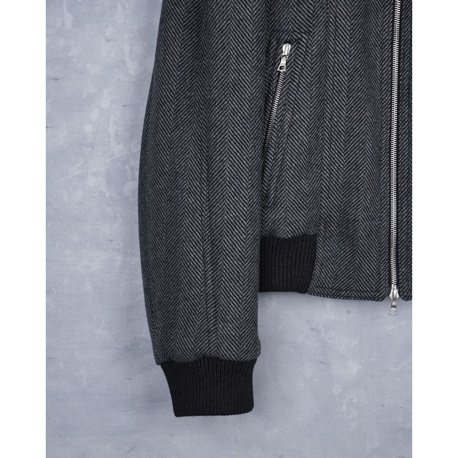 Dries Van Noten Dries van noten herringbone gray wool bomber jacket Size US L / EU 52-54 / 3 - 4 Thumbnail