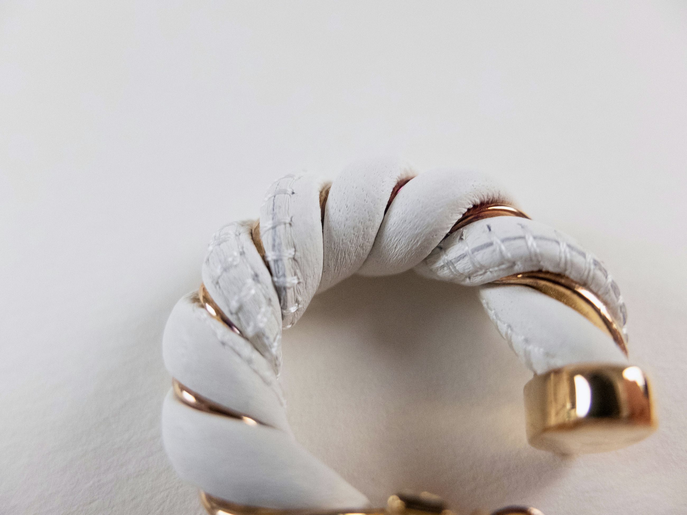 Bottega Veneta BOTTEGA VENETA Twist circle white leather silver earrings q Size ONE SIZE - 5 Thumbnail