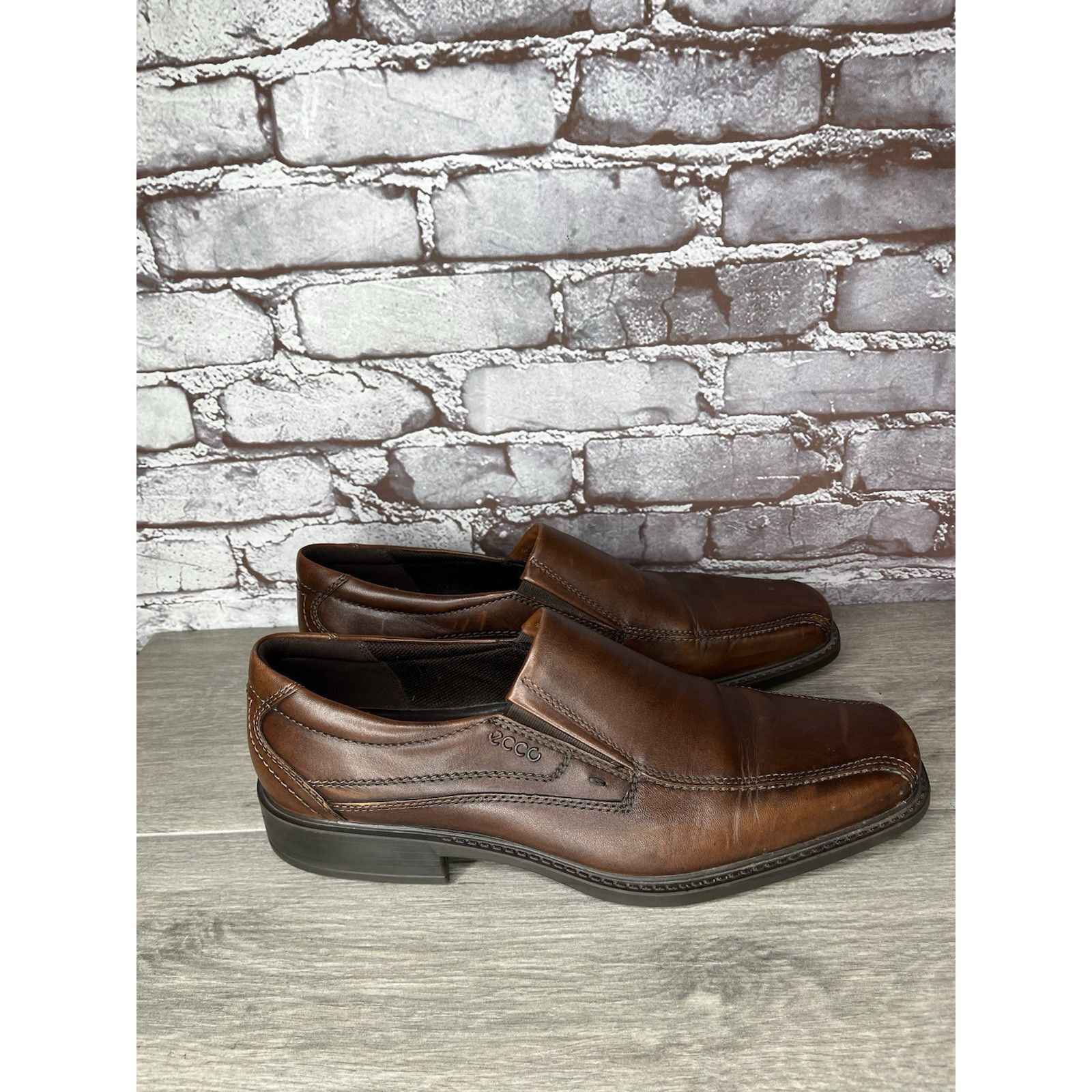 Ecco ECCO Brown Leather Slip On Casual Loafers Comfort Shoes Men Size US 14 / EU 47 - 10 Thumbnail