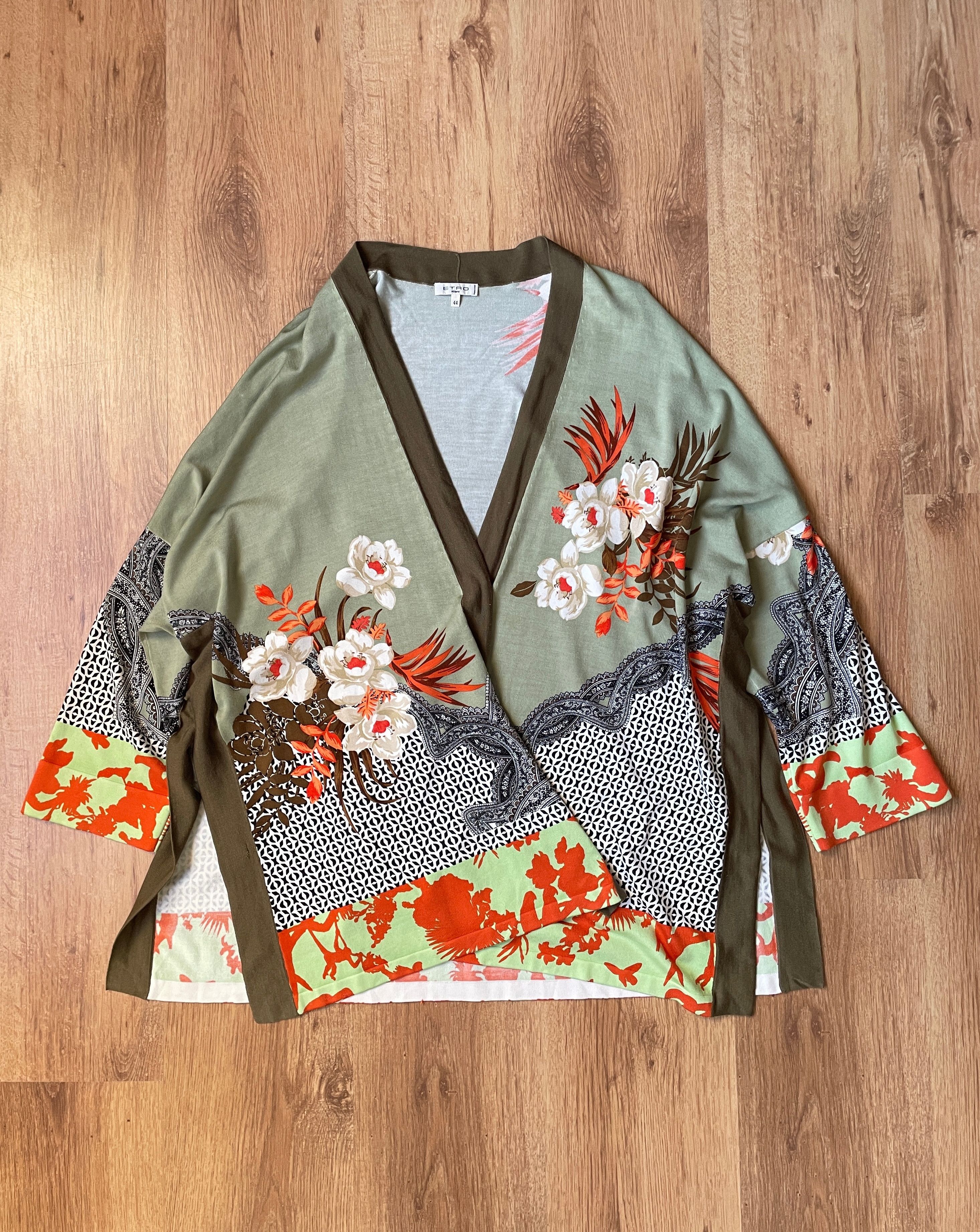 Etro Etro Womens Silk Blend Floral Open Front Kimono Cardigan Size M / US 6-8 / IT 42-44 - 2 Thumbnail