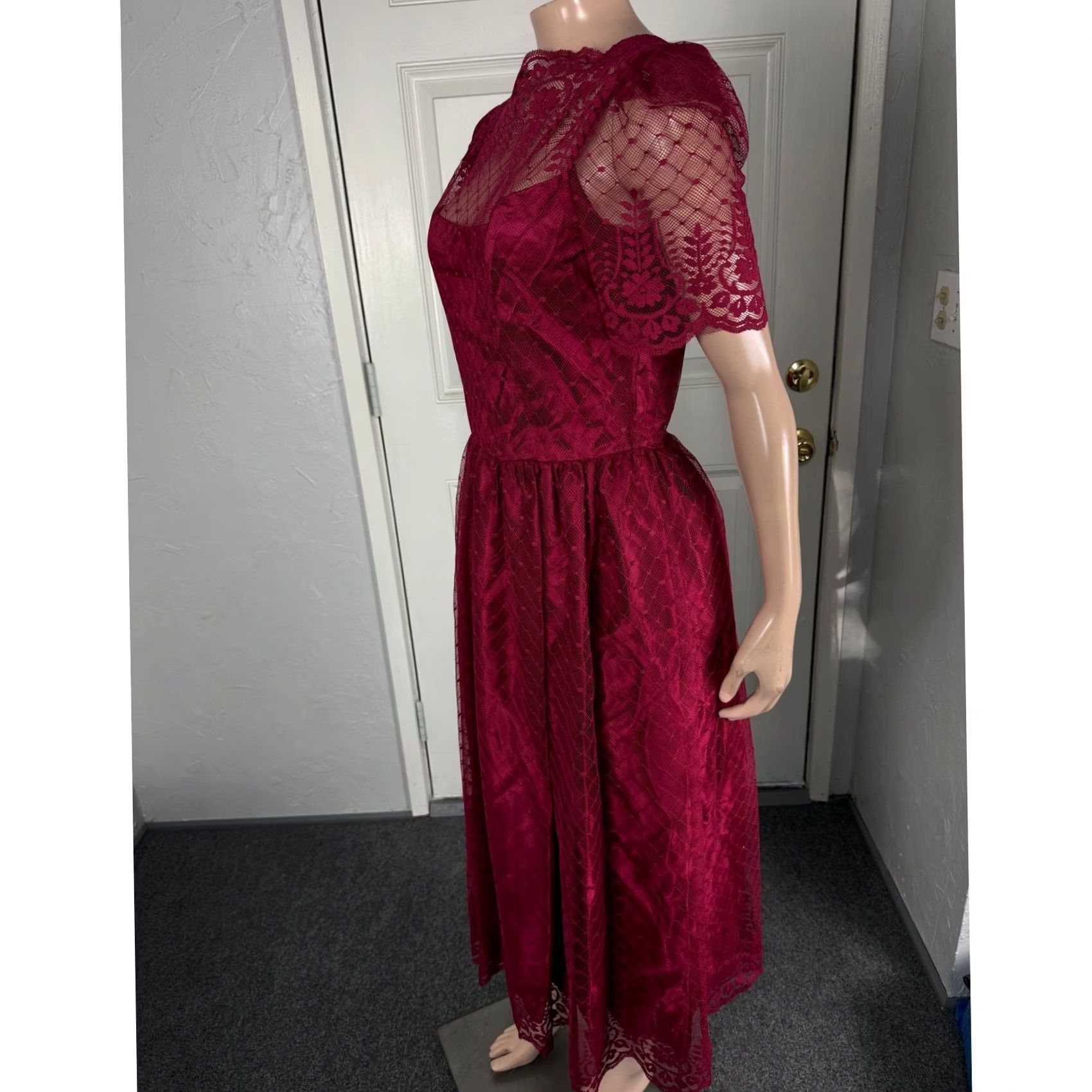 Vintage VINTAGE 70s Women's Dress Ball Gown Eveningwear Red XS Polyester 1970s Casual Unbranded Dress Girls Womens Size XS / US 0-2 / IT 36-38 - 3 Thumbnail