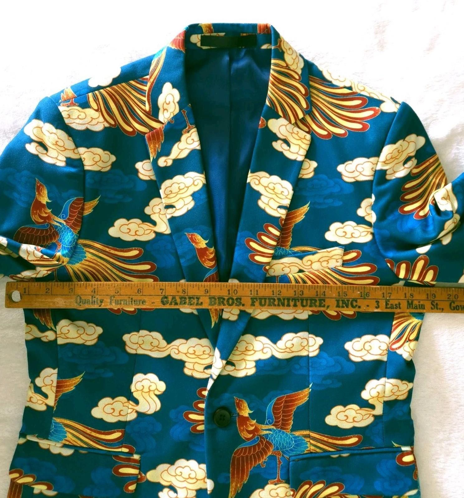 The Unbranded Brand Jacquard Mens size M 34/36 Wedding Jacket One Button Blue Size 38R - 9 Thumbnail