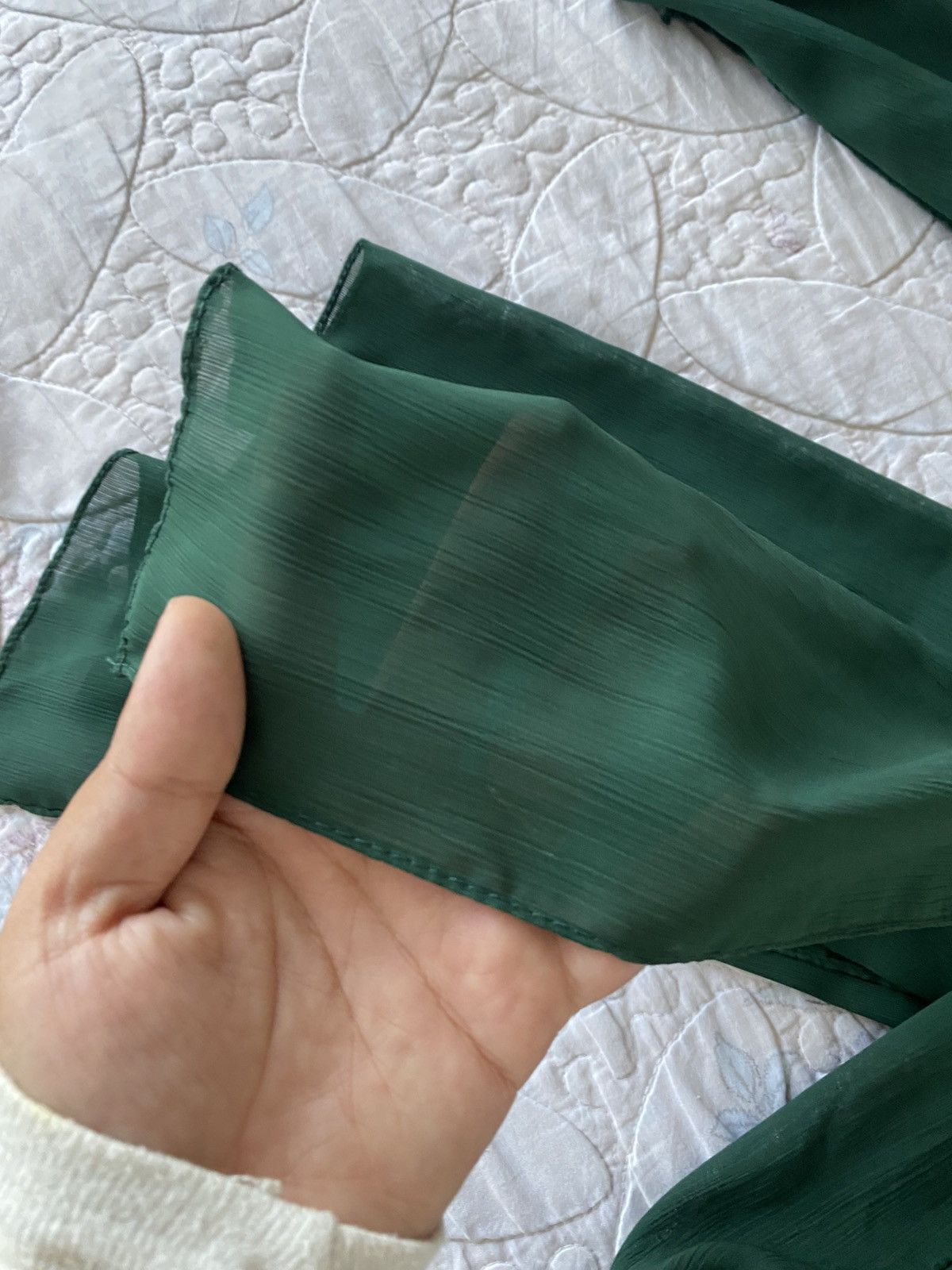Other Premium Chiffon Rectangle Hijab In Bottle Green For Women Size ONE SIZE - 5 Thumbnail