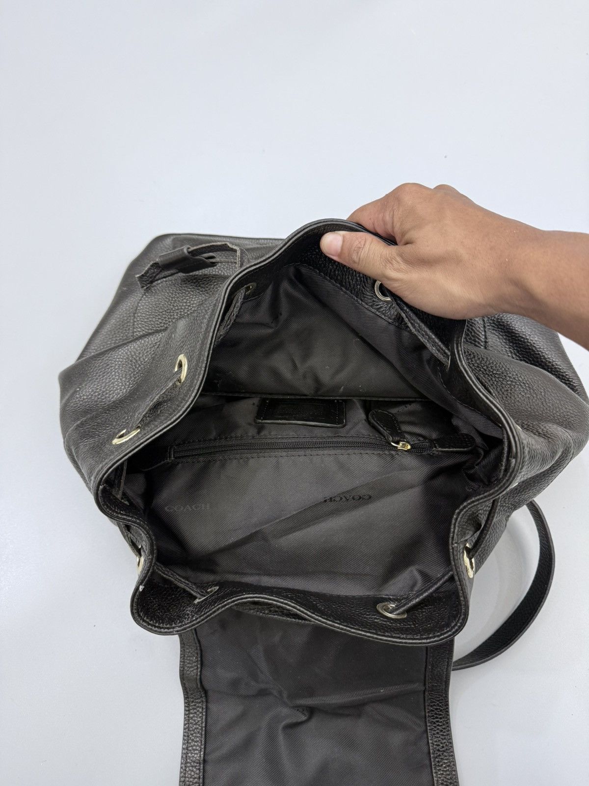 Coach Coach New York Signature Black Genuine Leather Backpack Size ONE SIZE - 11 Thumbnail
