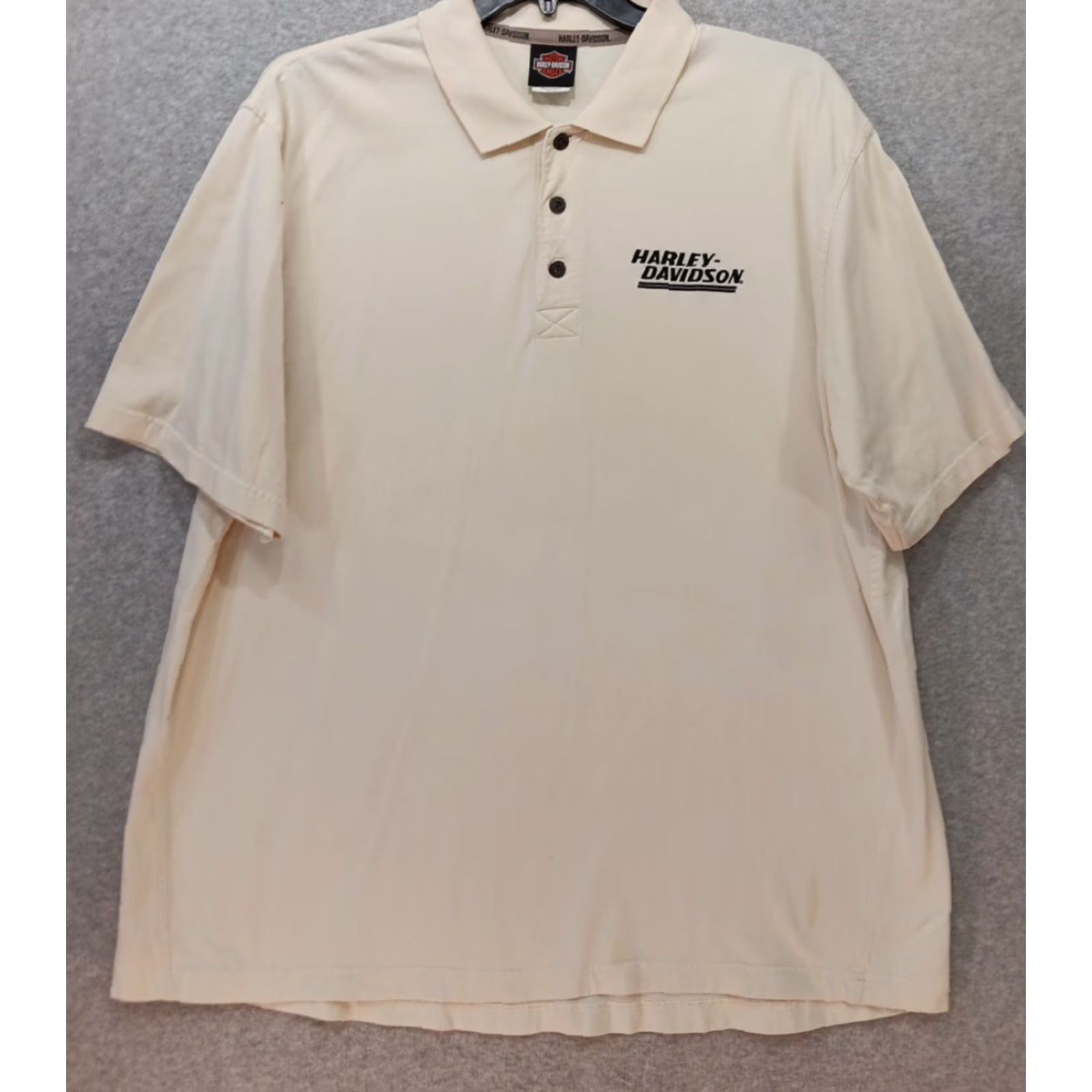 Harley Davidson Harley-Davidson Polo Shirt Beige 2XL 100% Cotton Embroidered Logo Short Sleeve Regular Fit Men Size US XXL / EU 58 / 5 - 2 Thumbnail