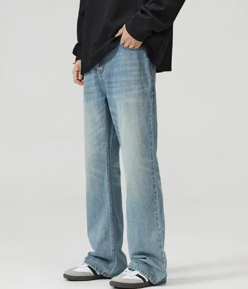 Japanese Brand × Jean Pants Light blue washed retro straight flared baggy jeans Size US 32 / EU 48 - 2 Thumbnail