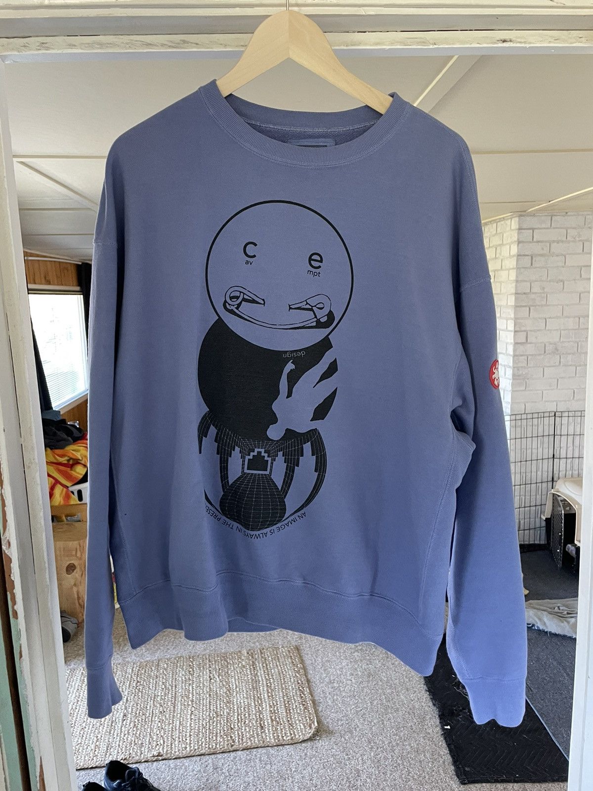 image of Cav Empt Overdye Md In The Present Crew Neck in Blue, Men's (Size Large)