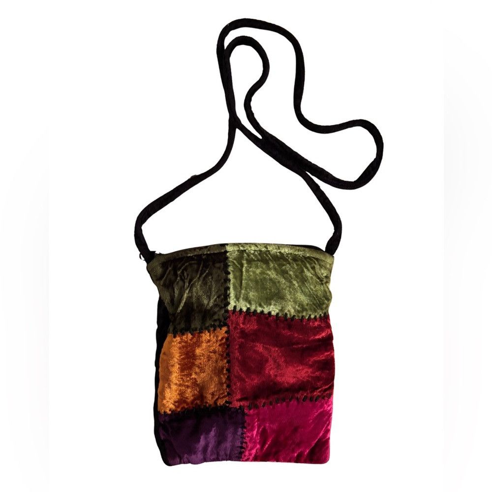 Vintage Vintage Patchwork Velvet Crossbody Bag Size ONE SIZE - 1 Thumbnail