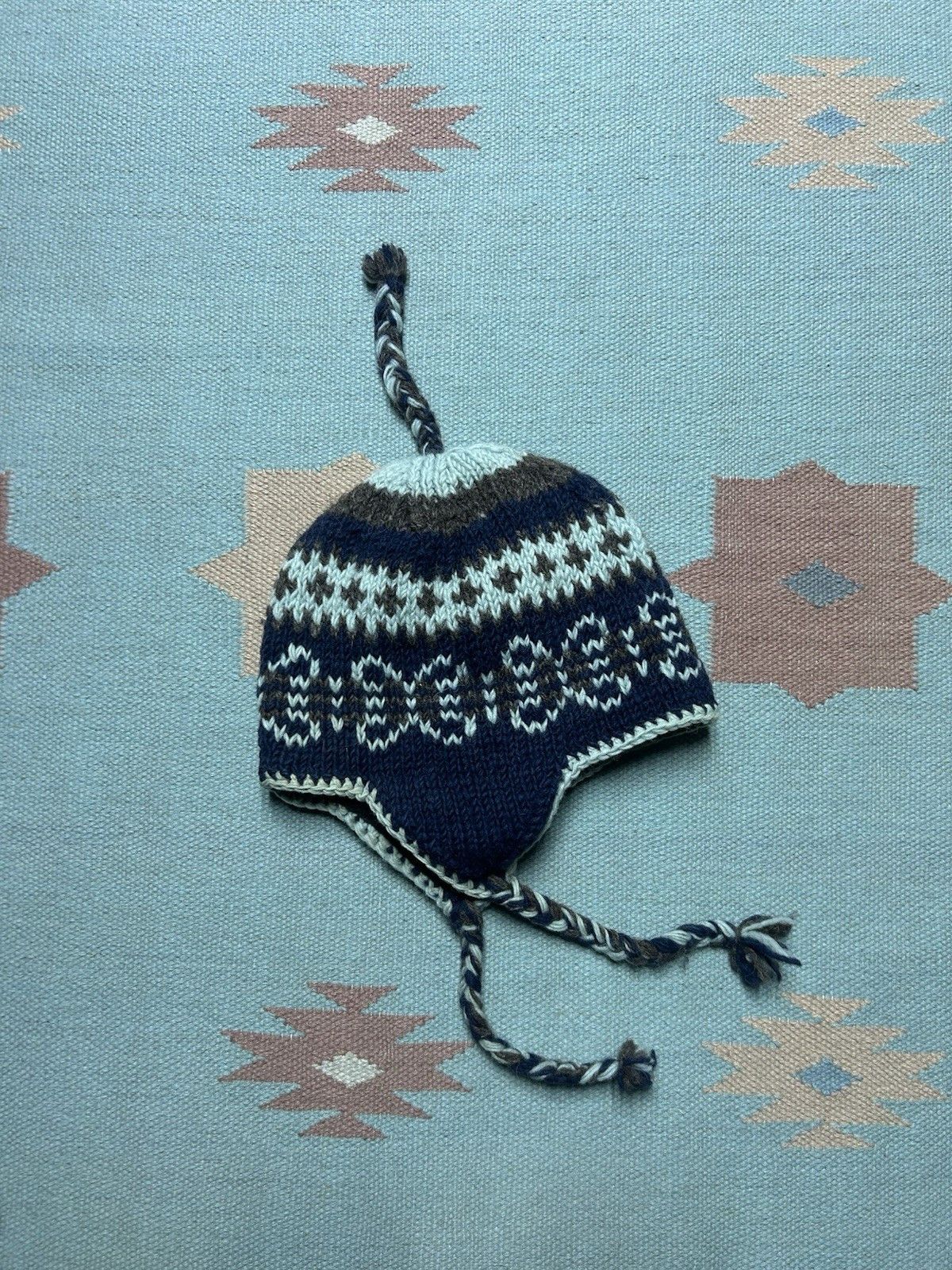 Vintage Vtg wool knit beanie toboggan winter made in Nepal line OSFA Size ONE SIZE - 1 Thumbnail