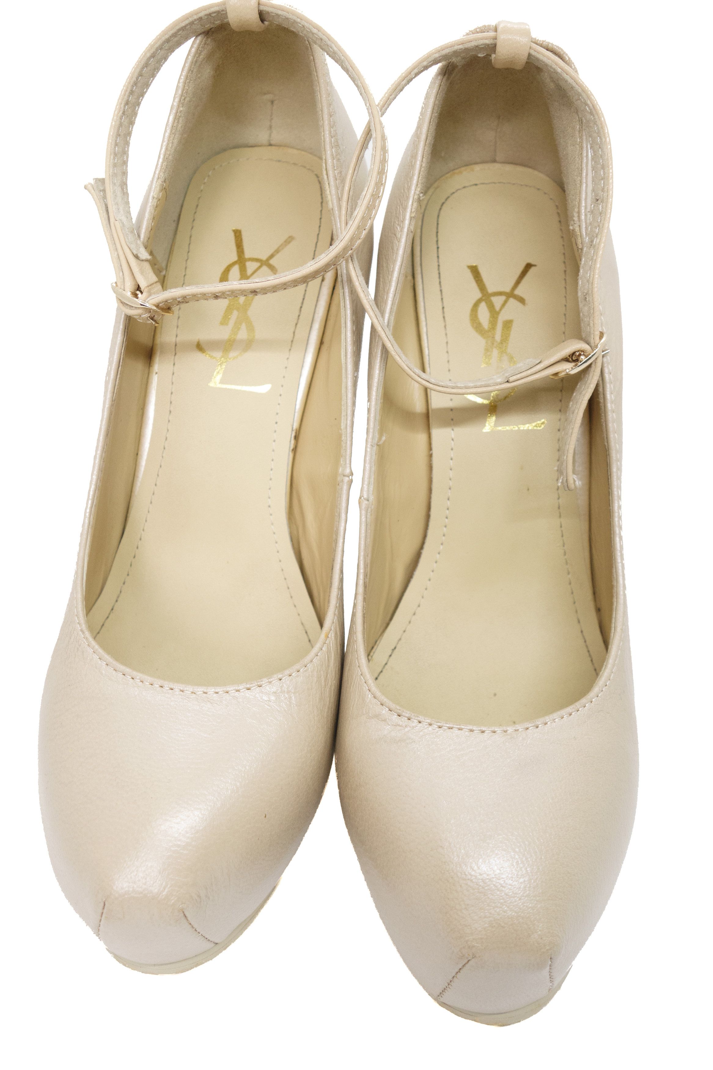 Yves Saint Laurent Rive Gauche Tribute Peep Toe Ankle Strap Platforms Shoes Size US 7 / IT 37 - 4 Thumbnail