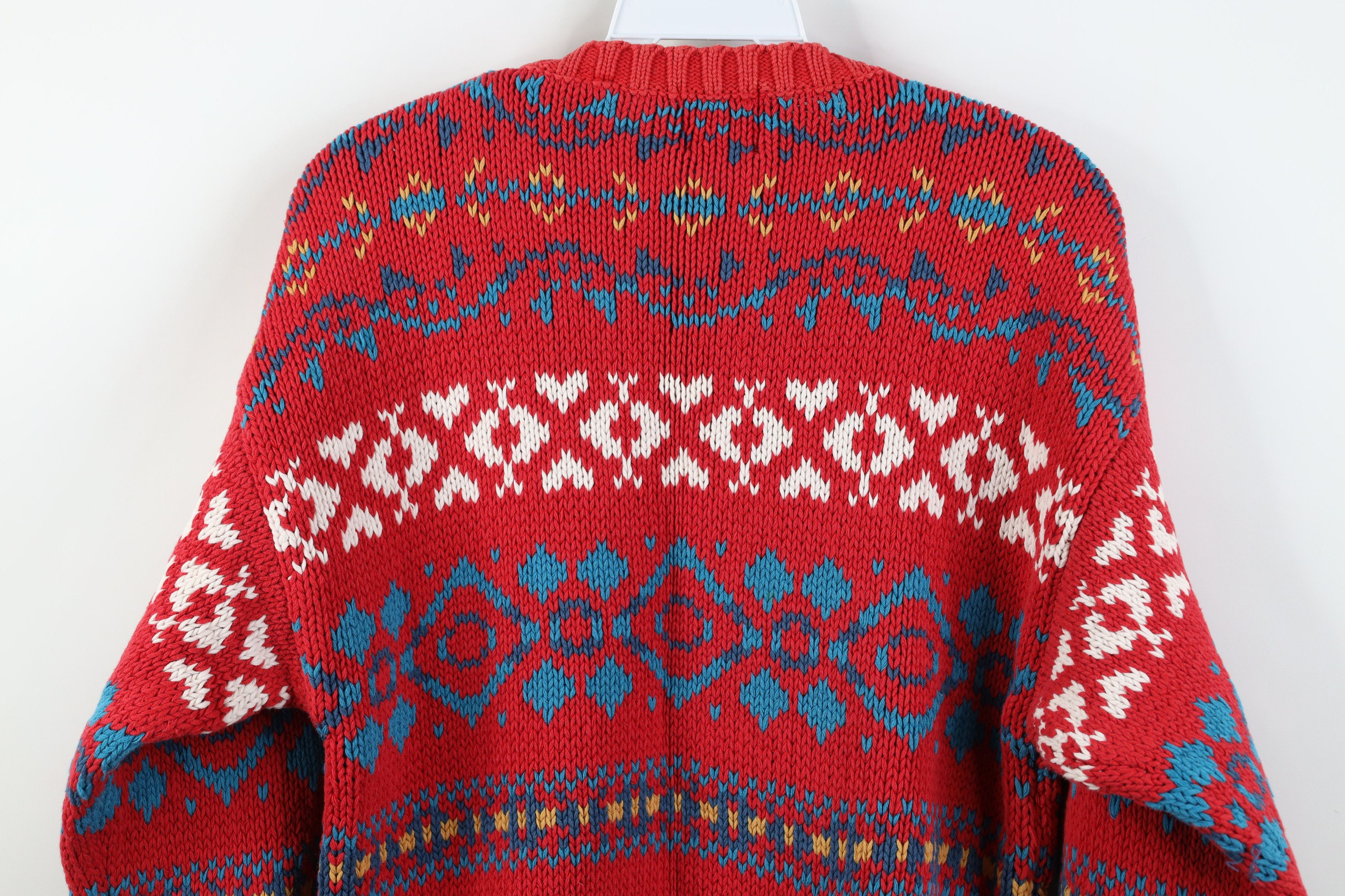 Gap Vintage 90s Gap Heavy Fair Isle Cotton Knit Sweater Babydoll Size S / US 4 / IT 40 - 9 Thumbnail