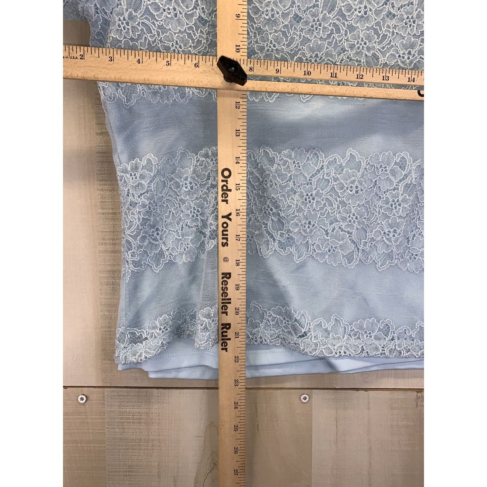 Calvin Klein Calvin Klein Blouse Shirt Women M Blue Lace Overlay Short Sleeve Top-4802 Size 32" / US 10 / IT 46 - 4 Thumbnail