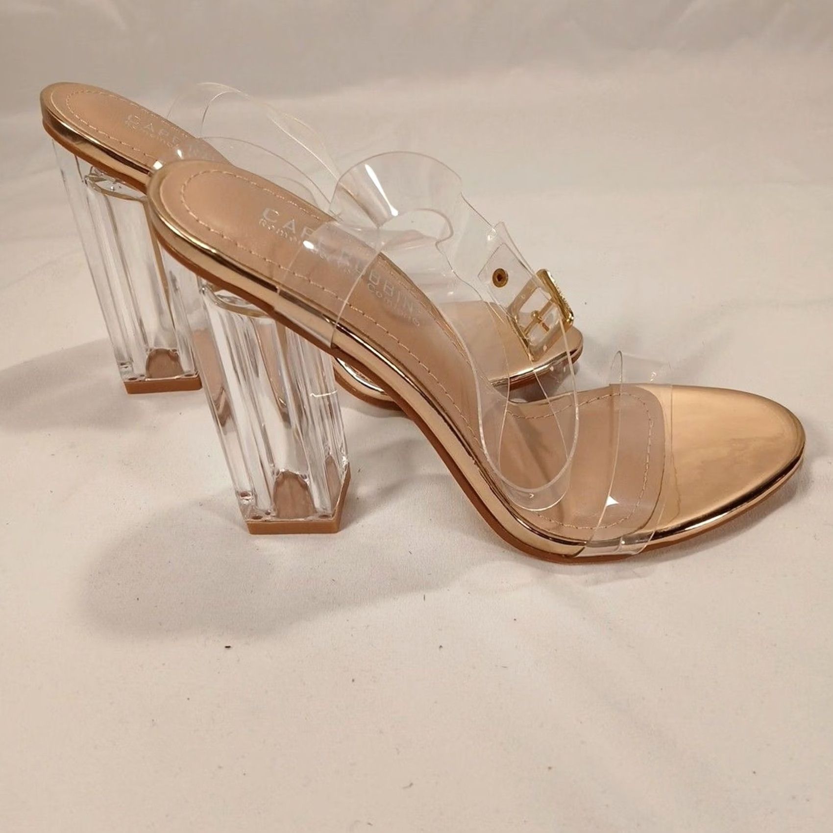 Vintage Cape Robbin Maria-2 Women’s Rose Gold Clear Strap Heeled Sandals Size 5.5 Sandal Womens Rose Gold Stiletto Casual Birthday Cushioned UV? Size US 6 / IT 36 - 5 Thumbnail