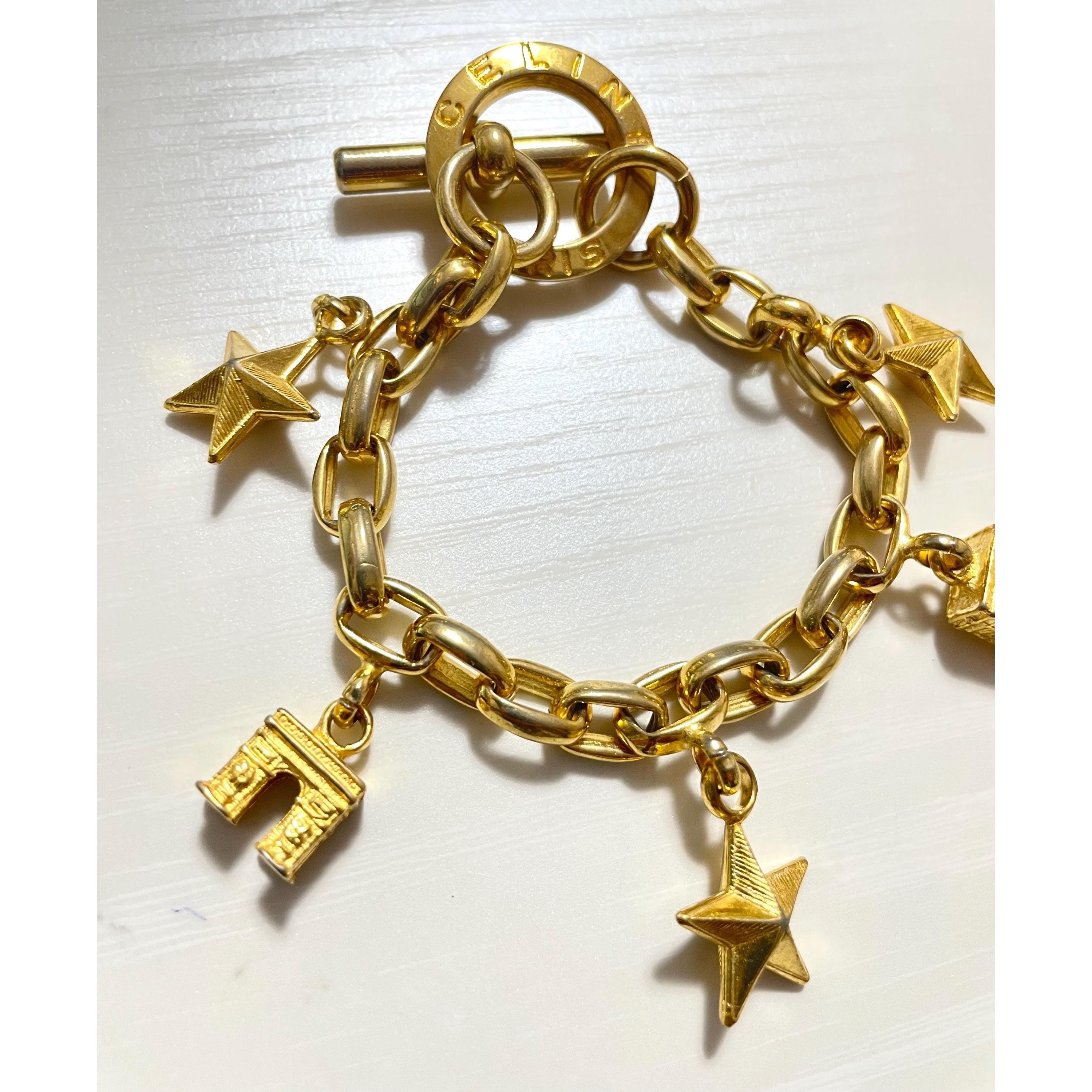 Celine Vintage Celine chain bracelet with Triomphe and star charms. Size ONE SIZE - 9 Thumbnail