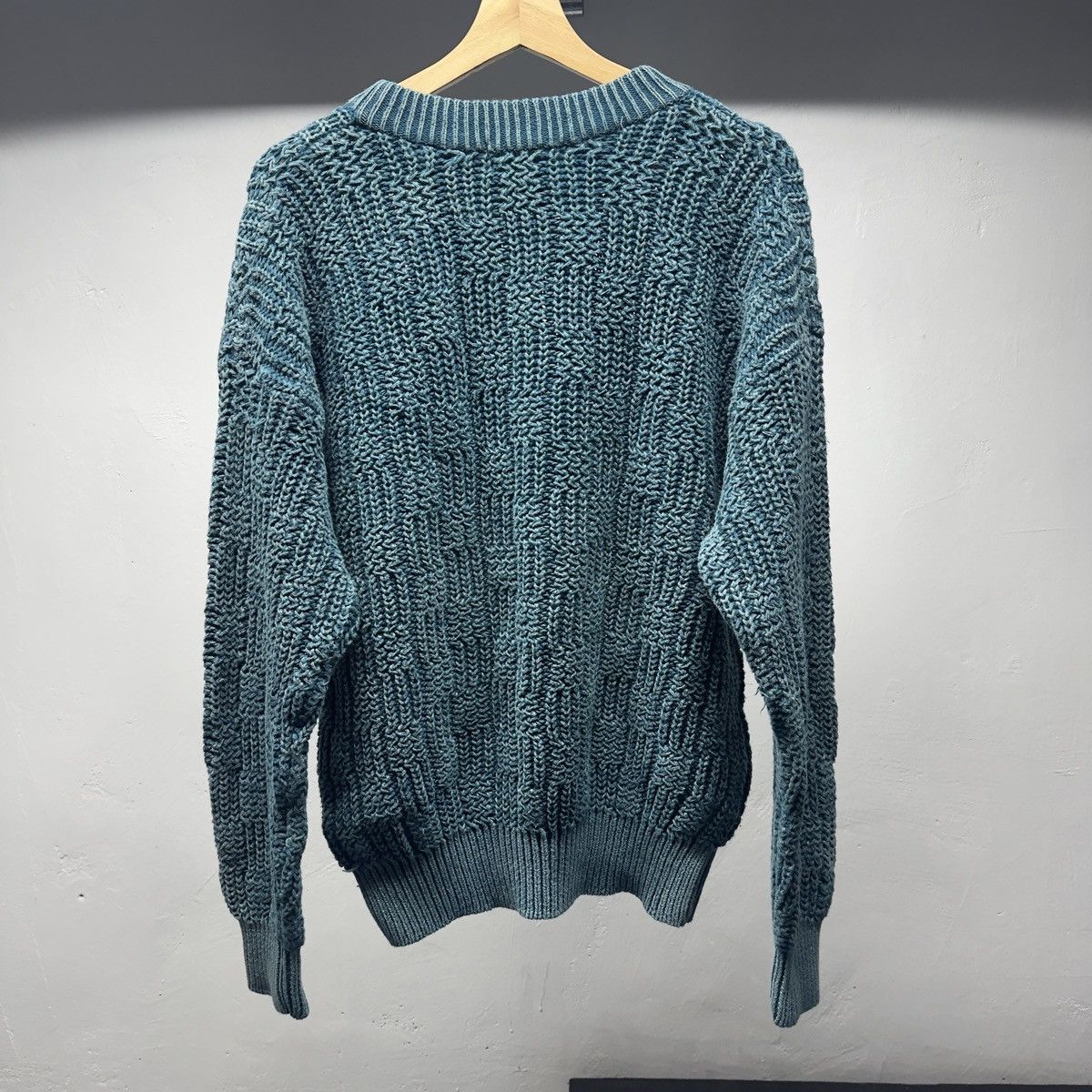 Vintage 90s Basketweave Loose Gauge Knit Sweater ERD Grunge Chrome Size US L / EU 52-54 / 3 - 2 Thumbnail