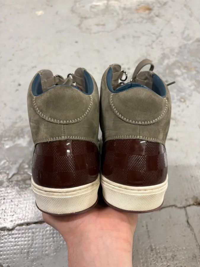 Louis Vuitton Louis Vuitton Grey Leather Damier High-Top Sneaker Size US 8 / EU 41 - 7 Thumbnail