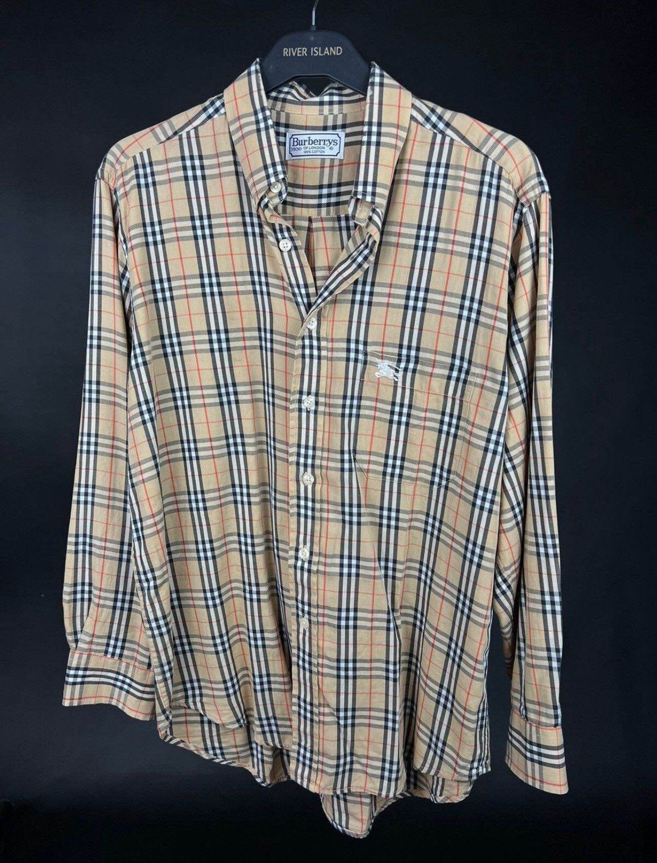 VTG Burberrys Nova Check Long Sleeve Button Up Shirt