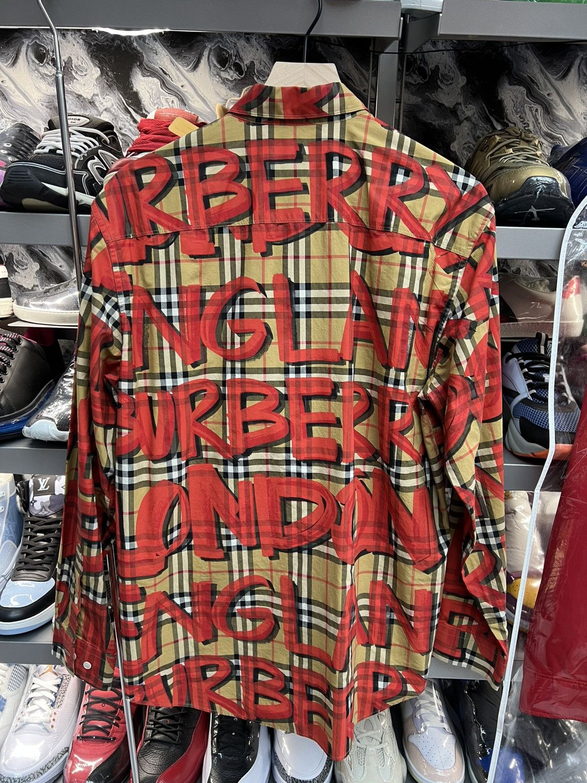 Burberry Burberry Red Check Graffiti Button Up Size US L / EU 52-54 / 3 - 2 Thumbnail