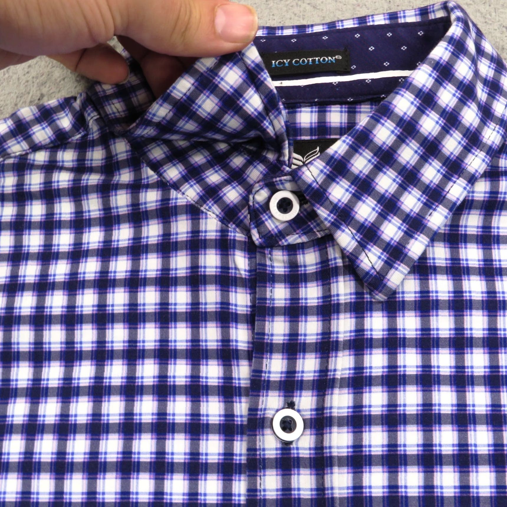 Vintage Buttercloth Shirt Mens Small SLIM Icy Cotton Performance Cooling Plaid Blue Flex Size US S / EU 44-46 / 1 - 6 Thumbnail