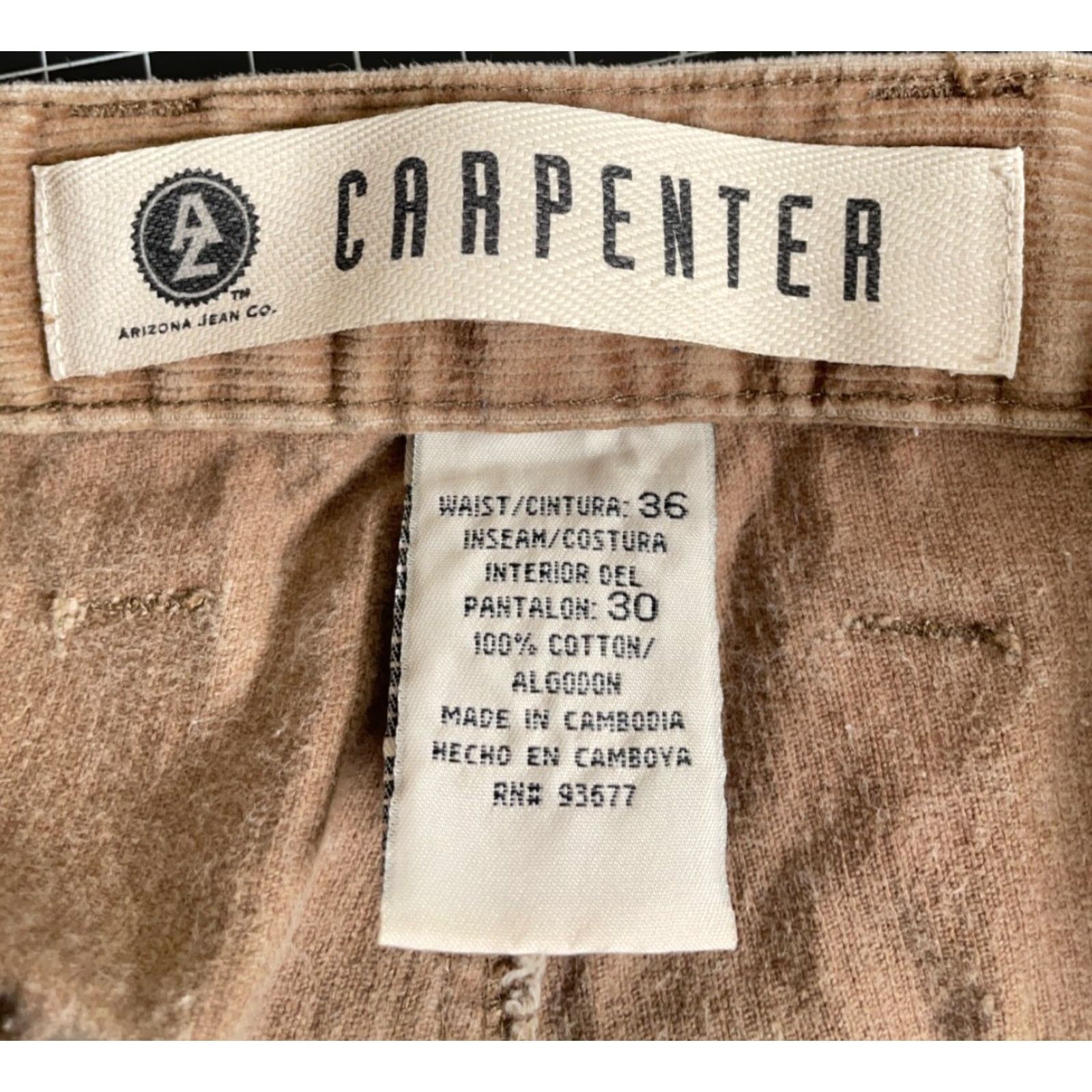 Vintage Vintage Arizona Jeans Brown Corduroy Carpenter Pants Men 36 x 28 Workwear Grunge Skateboarding Size US 36 / EU 52 - 3 Thumbnail