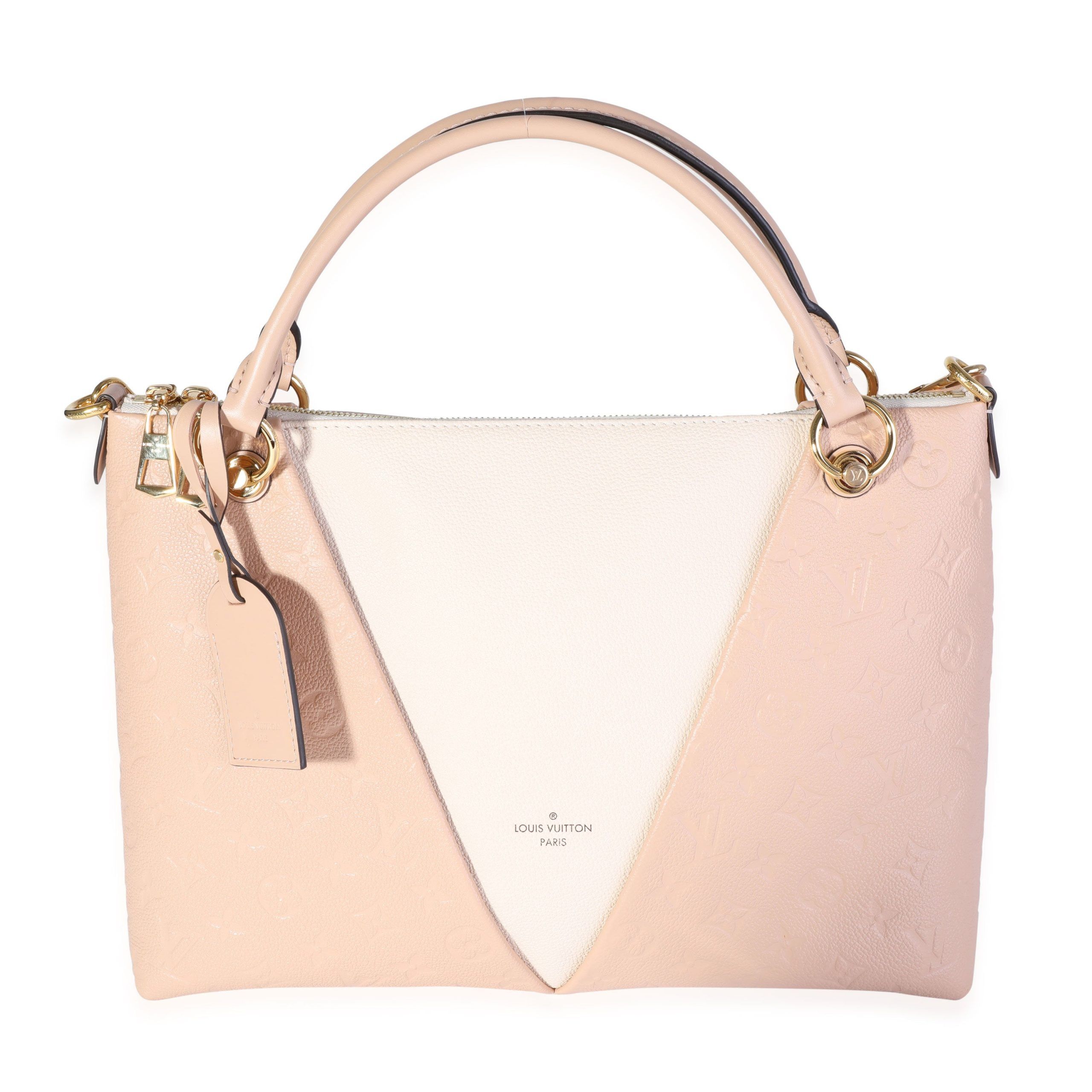 image of Louis Vuitton Cream & Beige Monogram Empreinte V Tote Mm in White, Women's