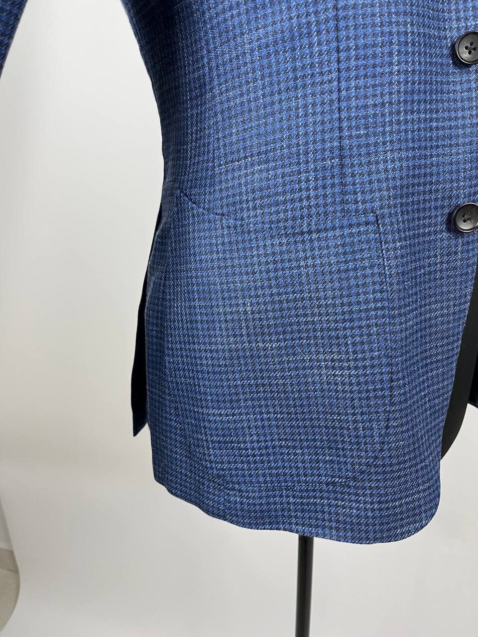 Suitsupply Suitsupply Havana Patch Wool Silk Linen Check Blue Blazer Size 44R - 7 Thumbnail