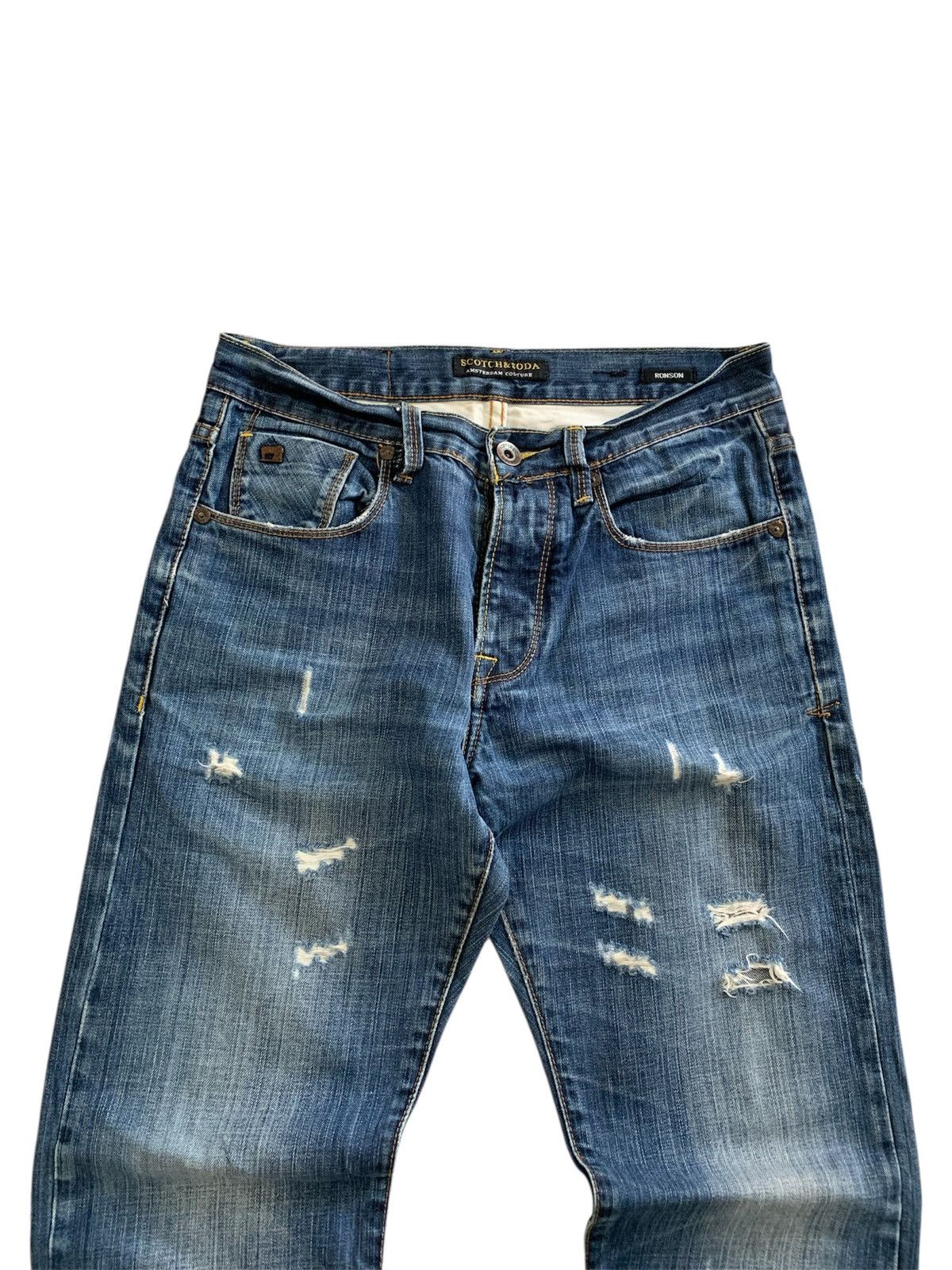 Scotch & Soda Scotch & Soda Ronson Distressed Faded Blue Jeans Size US 30 / EU 46 - 4 Thumbnail