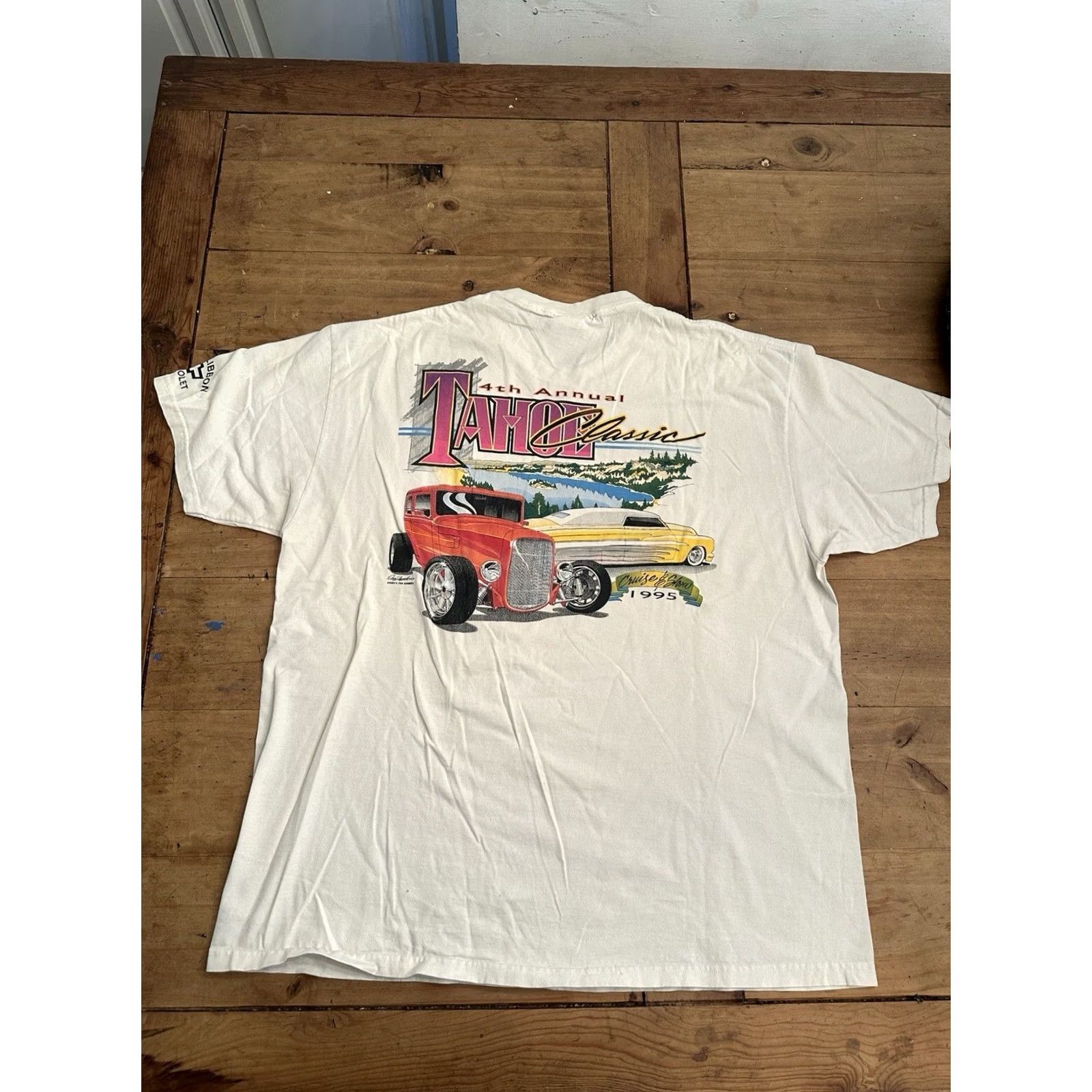 Vintage VINTAGE Tahoe 1995 classic cruise and show hot rod car show T-Shirt XL Men White Cars Classic T-Shirt XL Size US XL / EU 56 / 4 - 5 Thumbnail
