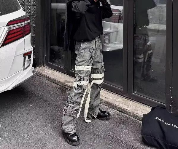 Other Punk Rock Heavy Industrial Detachable Streamer Cargo Pants Size US 32 / EU 48 - 4 Thumbnail