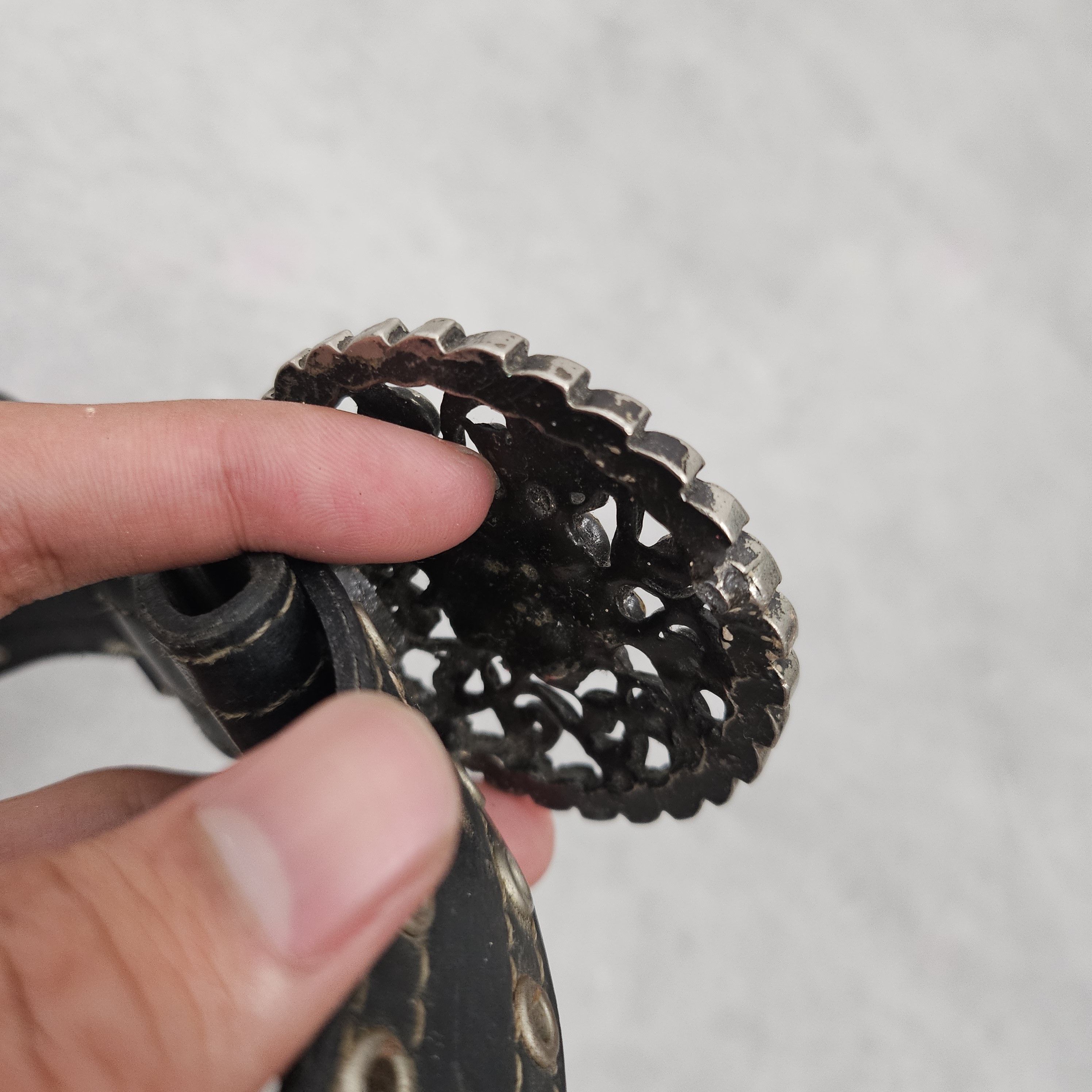 Japanese Brand Black flower vintage mini ring belt Size ONE SIZE - 5 Thumbnail