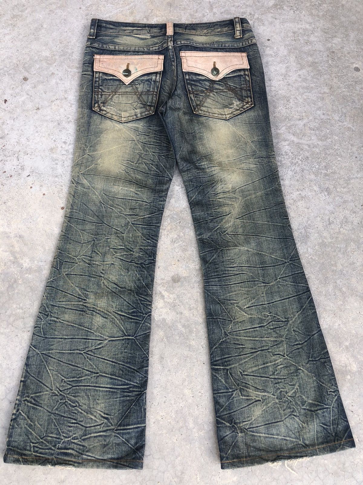 Japanese Brand Japanese Algate Flared Jeans Mud Wash Distressed Jeans Size US 32 / EU 48 - 2 Thumbnail