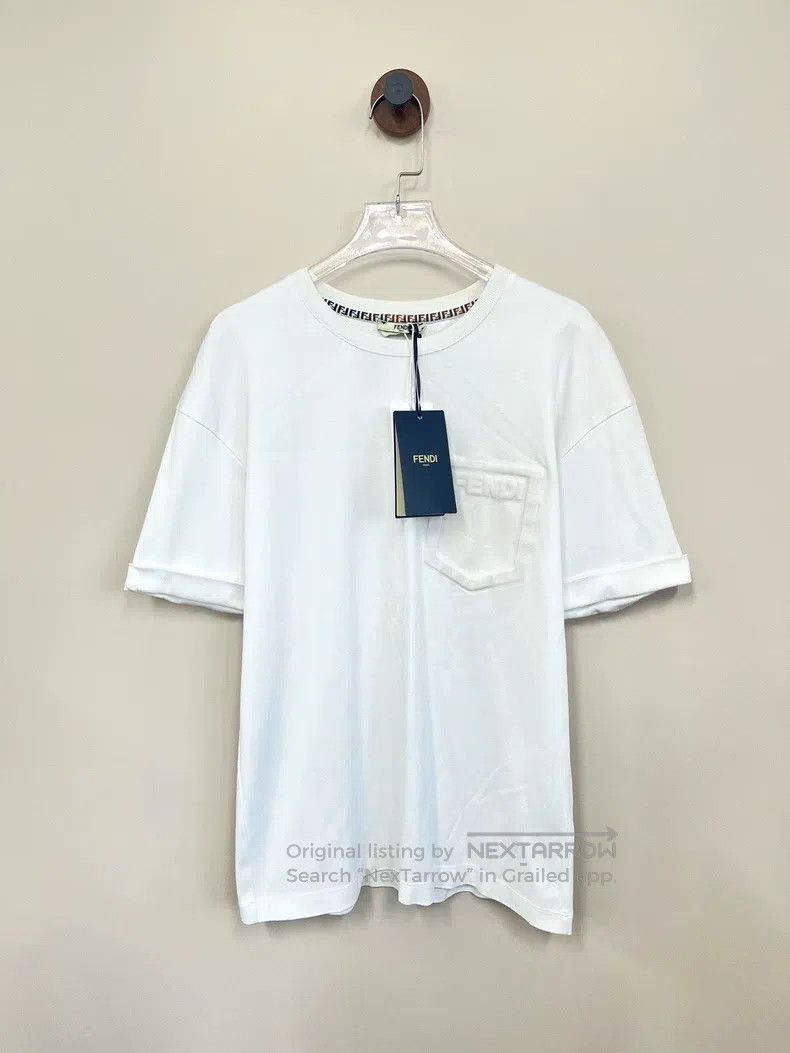 Fendi White Pocket Embossed Logo Short Sleeve
