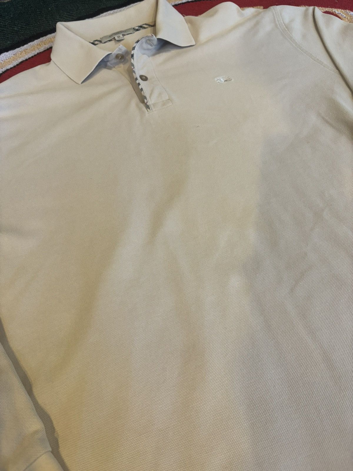 Burberry Rare Beige Burberry London Long Sleeve Polo Shirt Size US XL / EU 56 / 4 - 2 Thumbnail