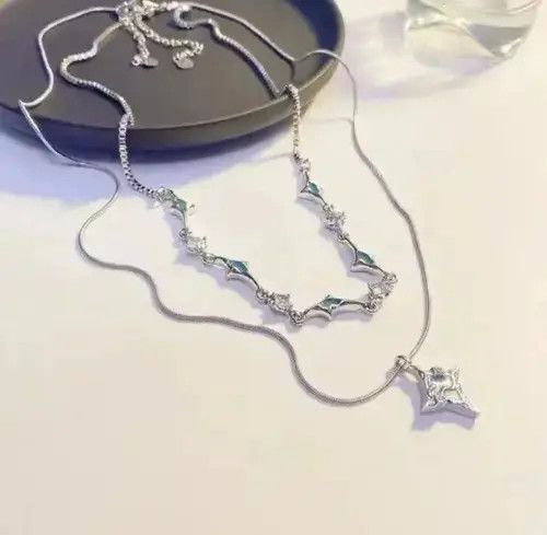 Other Unisex Korean fashion star pendant double layer rhinestone Size ONE SIZE - 4 Thumbnail