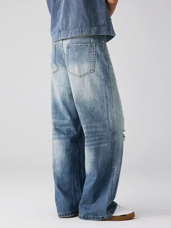 Jean Men's American retro street ripped washed gradient jeans Size US 32 / EU 48 - 4 Thumbnail