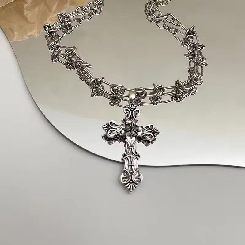 Jewelry CROSS Linked Chain Punk Gothic Necklace Size ONE SIZE - 4 Thumbnail