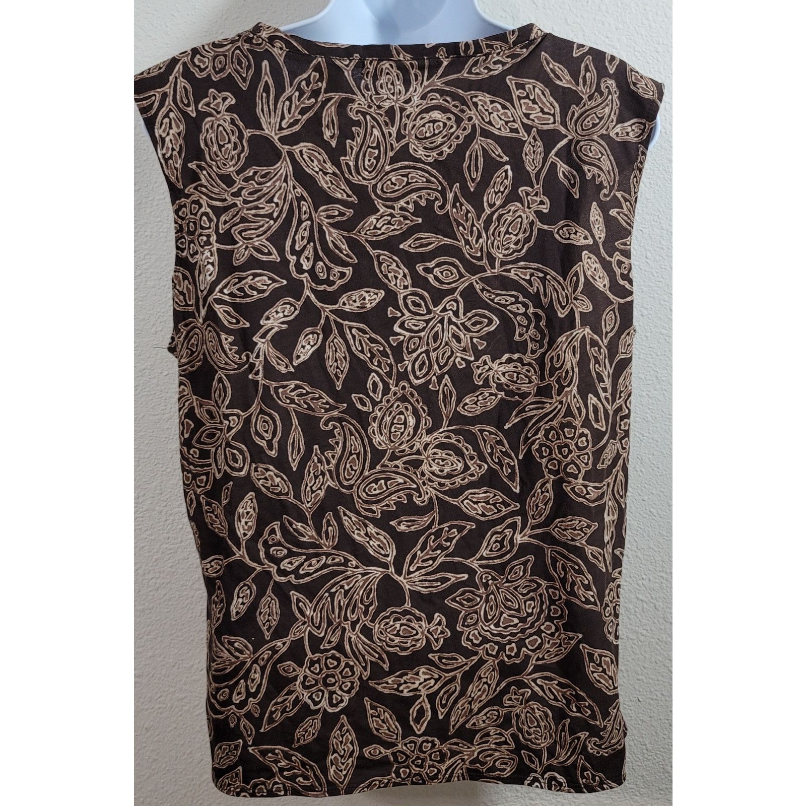 Other Crazy Horse Liz Claiborne Brown Floral Cap Sleeves Large Size L / US 10 / IT 46 - 3 Thumbnail