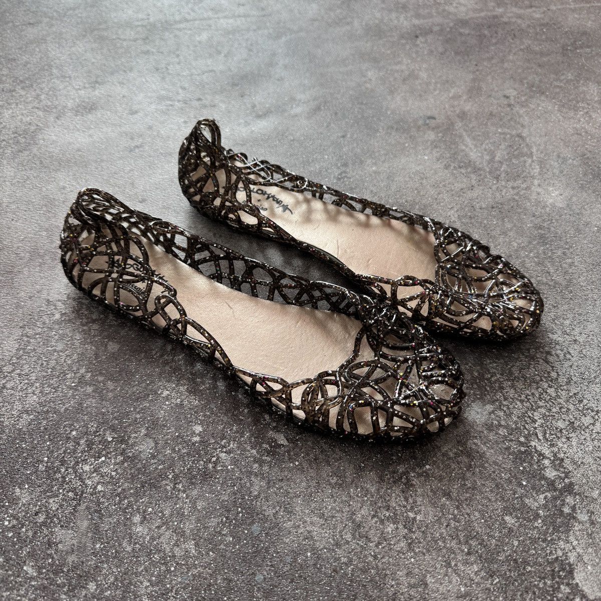 Hysteric Glamour Anglomania Y2K Transparent Glitter Jelly Flats Mesh Ballet Size US 9 / IT 39 - 1 Thumbnail