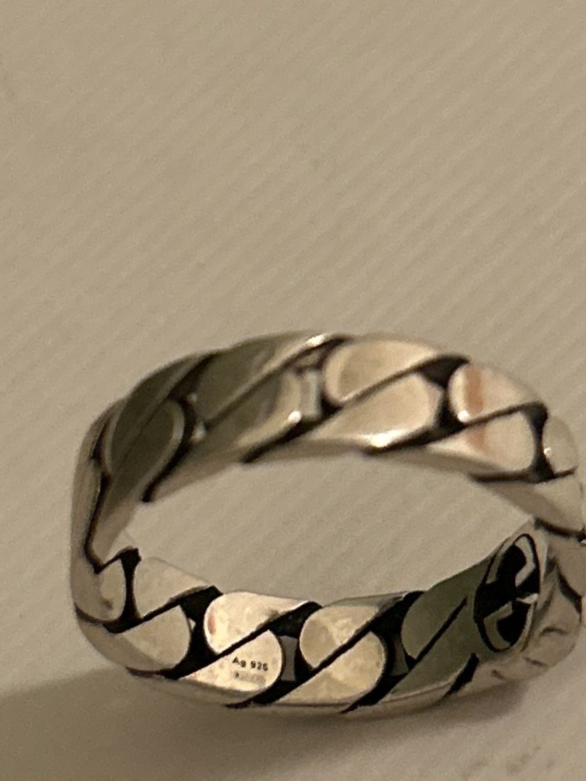 Gucci Gucci Wide Ring w Interlocking G Sterling Silver Chain AG925 Size ONE SIZE - 4 Thumbnail