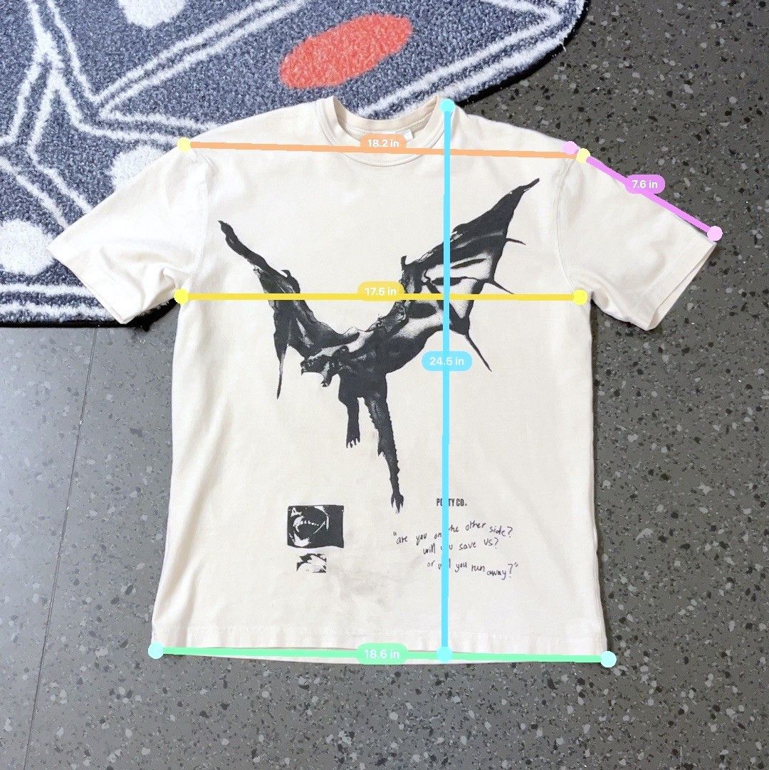 POST&CO vitnage destressed Posty Co White Graphic T-Shirt - Dark bat Size US M / EU 48-50 / 2 - 4 Thumbnail