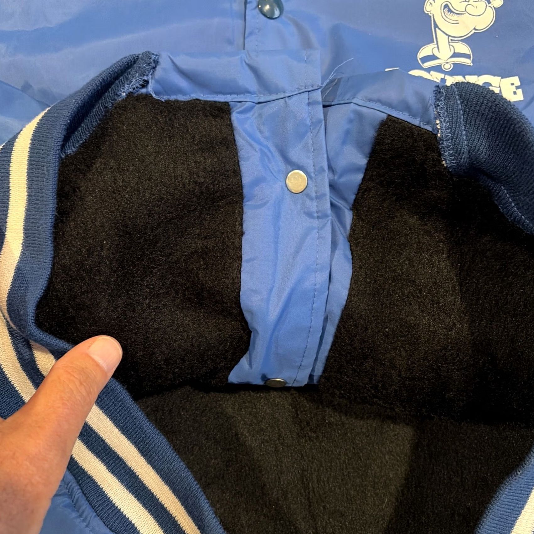 Chalk Line VINTAGE Chalk Line Popeye's Lounge Deauville Inn Fleece Lined Jacket L Blue Bomber Jacket Men Size US L / EU 52-54 / 3 - 4 Thumbnail