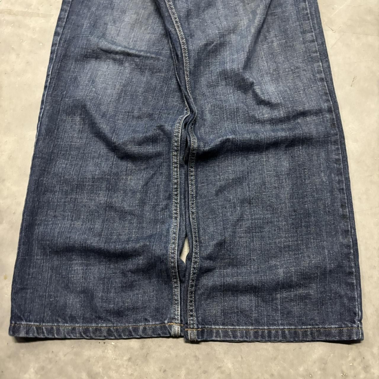 Japanese Brand × Vintage Crazy Vintage Y2K/2000s Baggy Dark Wash Skater Bootcut Denim Jeans! Size US 40 / EU 56 - 6 Thumbnail
