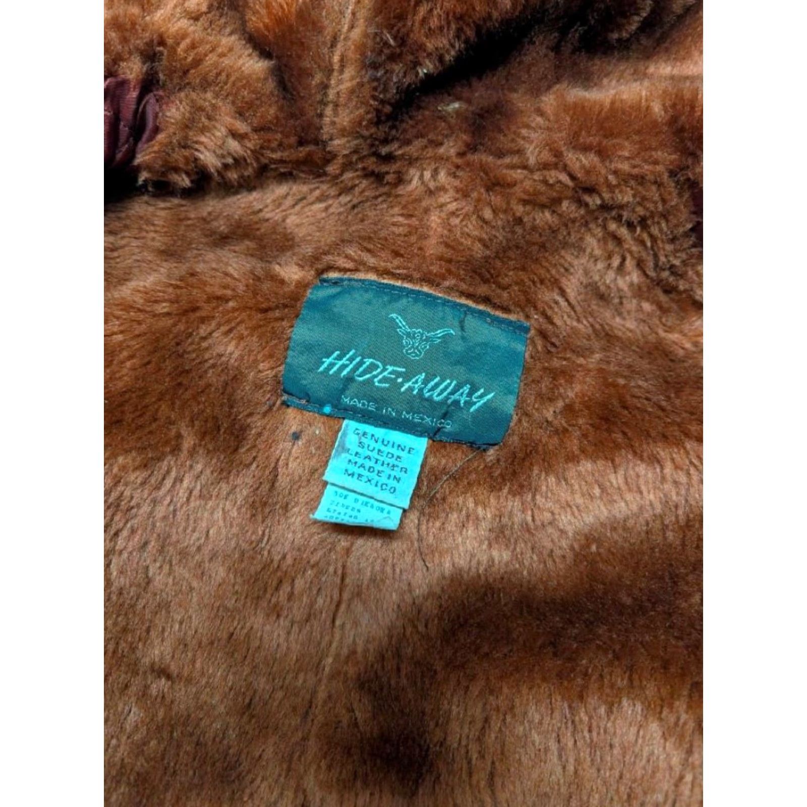 Vintage VINTAGE westERn split-suede cowhide Leather XS sherpa HOODED jacket 34-36 Mens 1970s Rancher Rust Orange Cowboy Style Bomber Jacket Size US XS / EU 42 / 0 - 4 Thumbnail