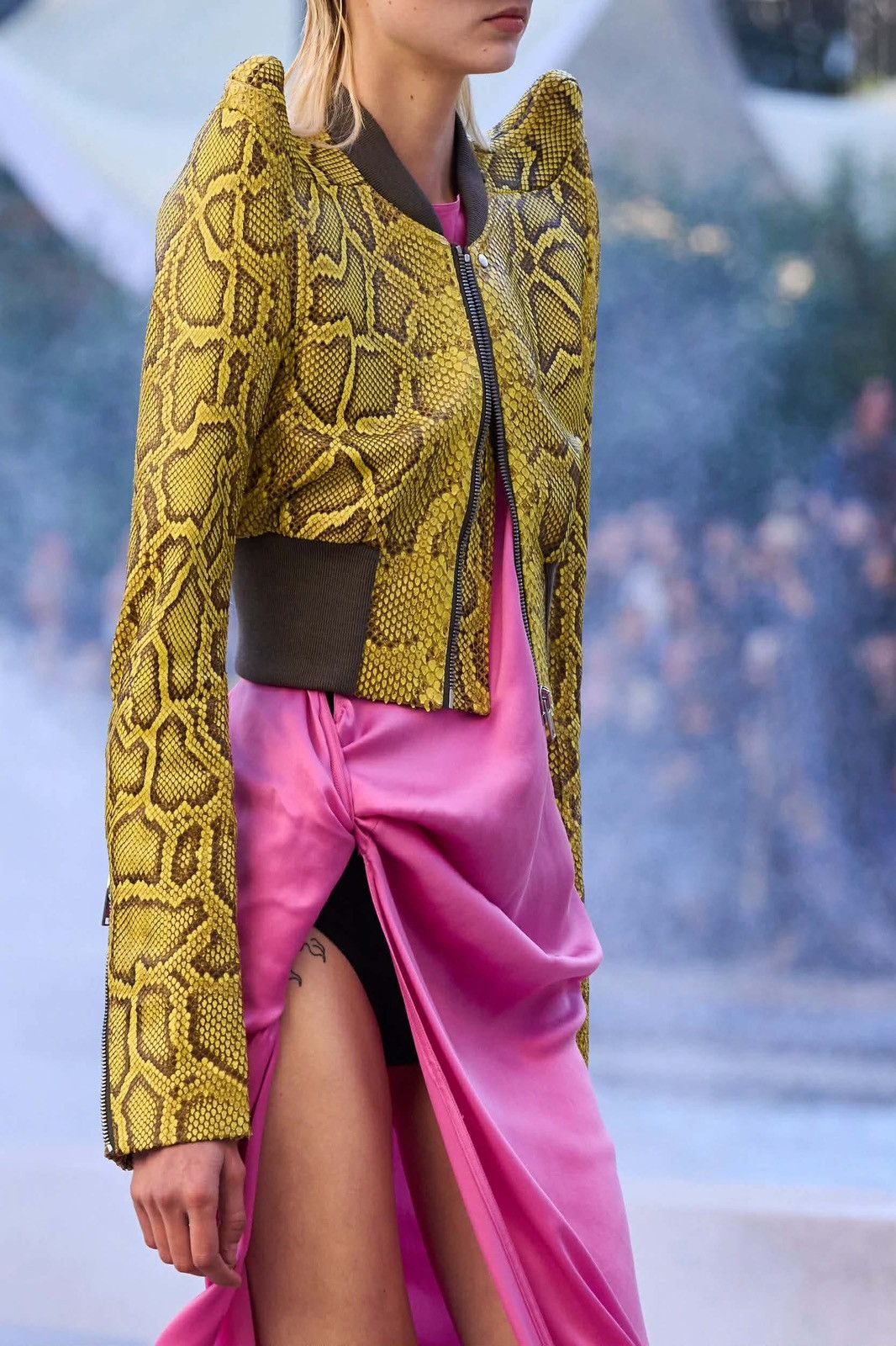 Rick Owens SS23 Rick Owens Python Leather Bomber Jacket in Lemon Yellow Size S / US 4 / IT 40 - 1 Thumbnail