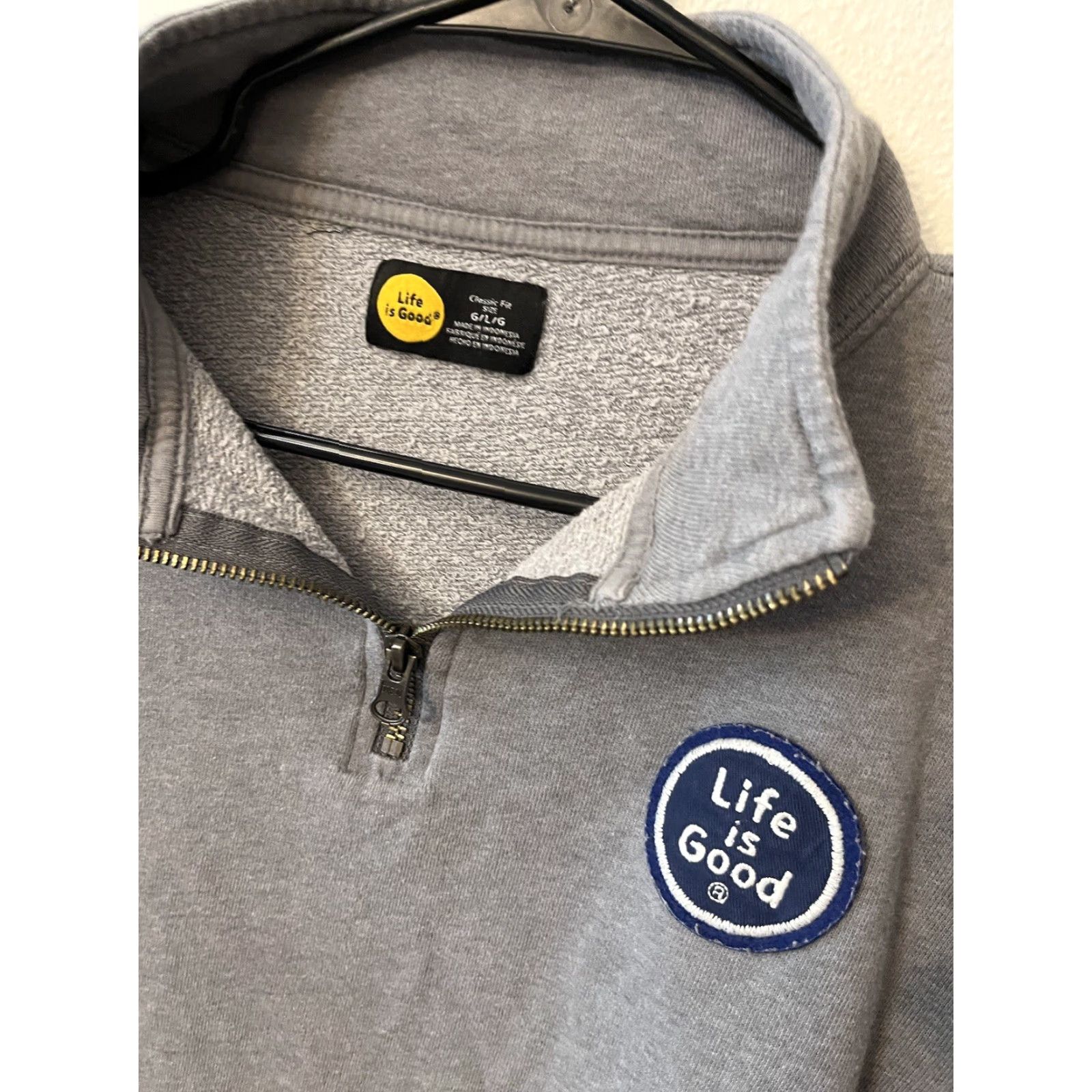 Life is Good Life is Good Mens L Large Quarter Zip Grey Pullover Classic Fit Sweater Size US L / EU 52-54 / 3 - 2 Thumbnail