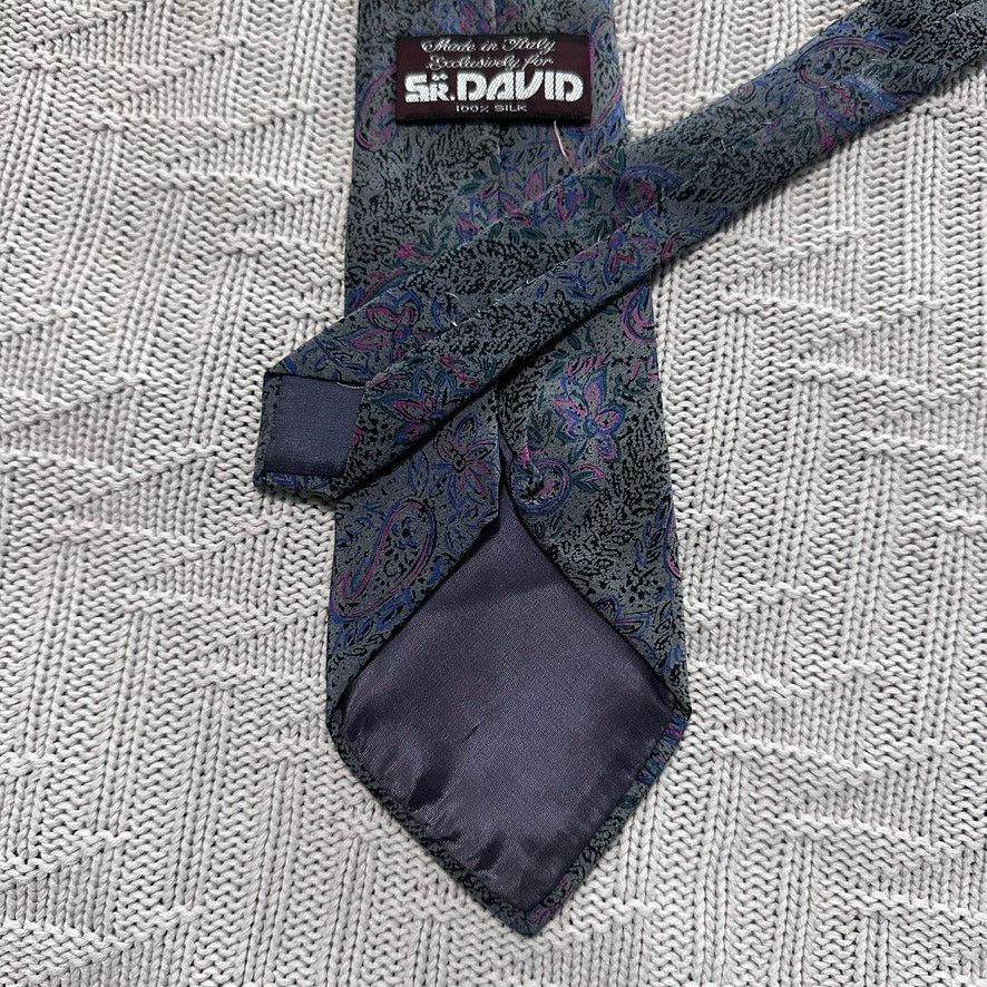 Vintage Vintage Sr David gray abstract paisley Italian silk tie Size ONE SIZE - 3 Thumbnail