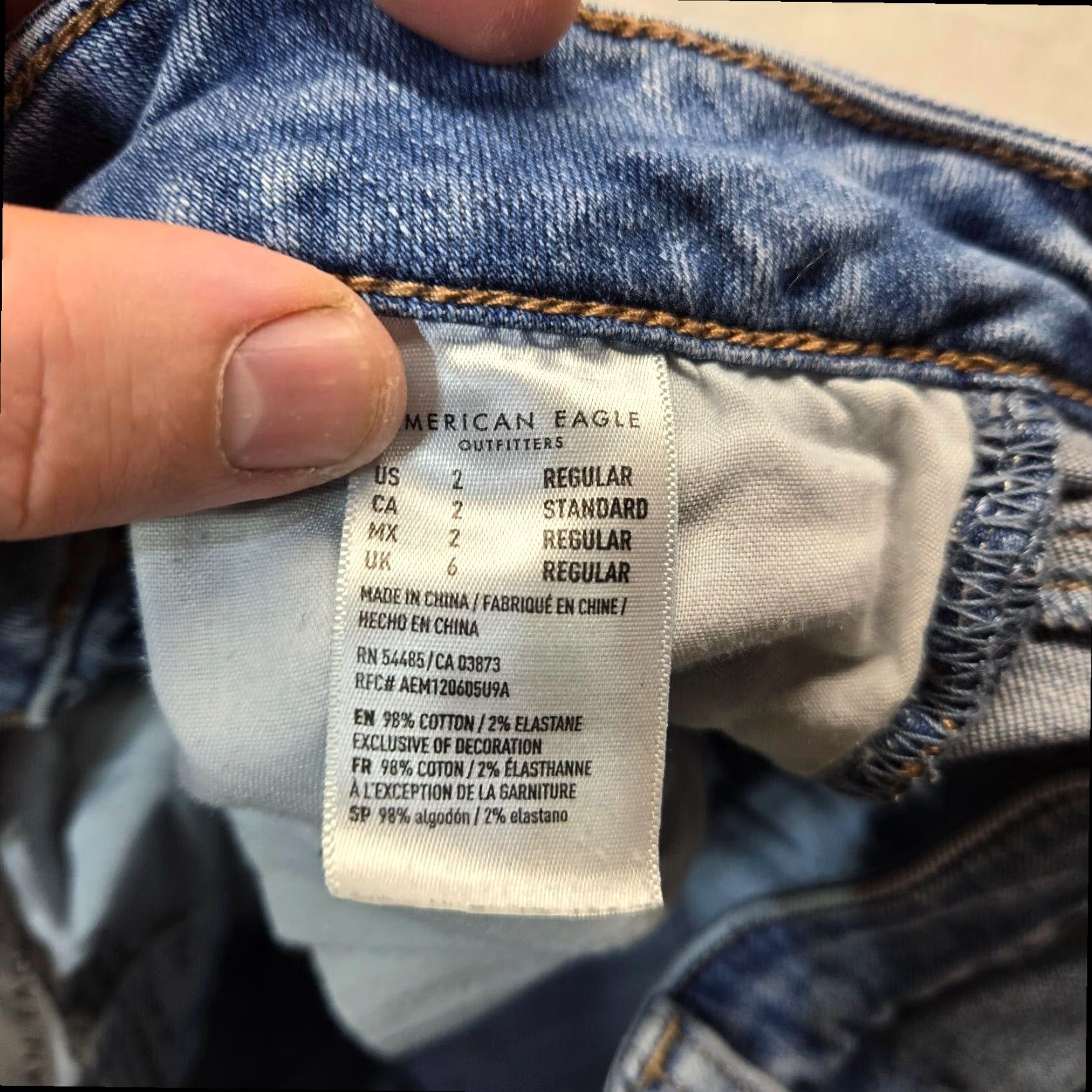 American Eagle Outfitters American Eagle High Rise Distressed Skinny Jegging Jeans Women's Blue Size 2 Size 26" / US 2 / IT 38 - 6 Thumbnail